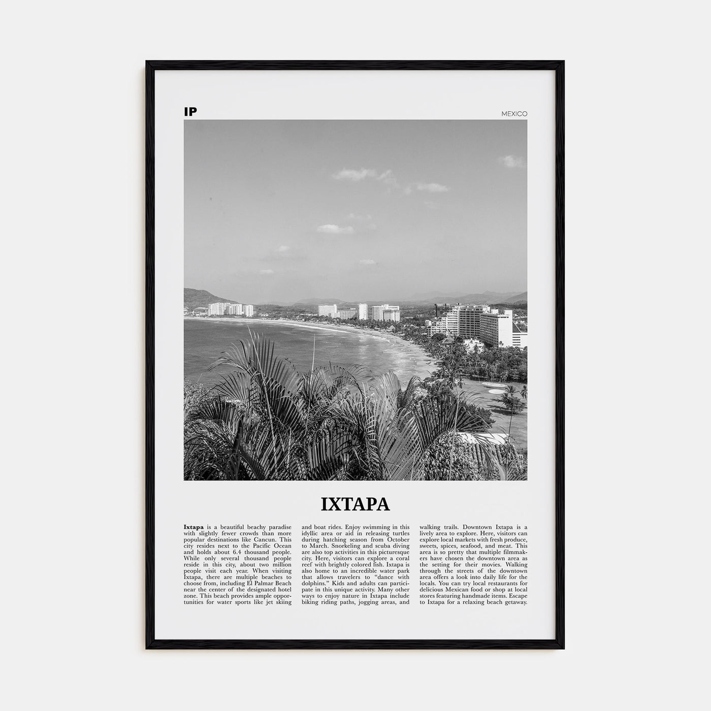 Ixtapa Travel B&W Poster