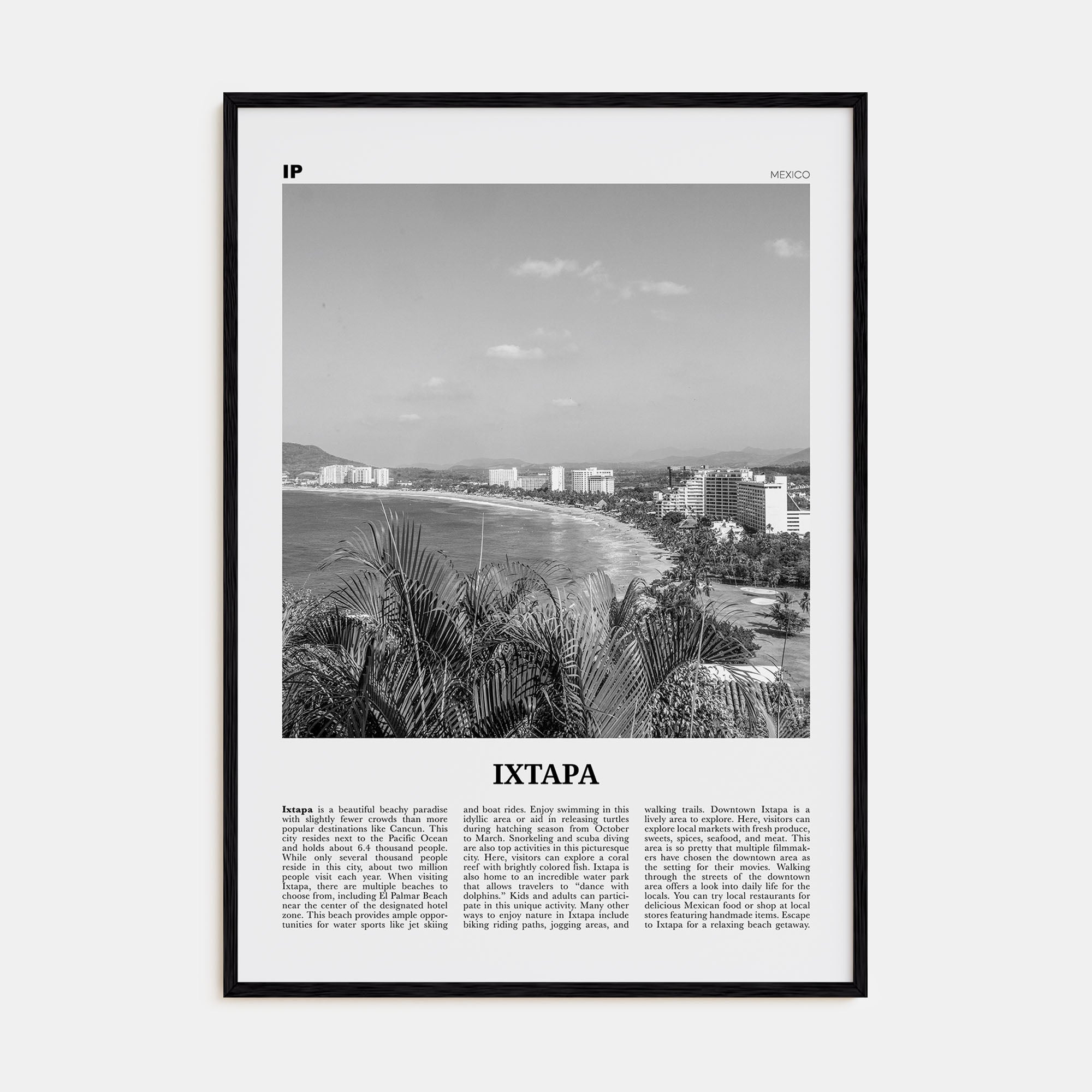 Ixtapa Travel B&W Poster