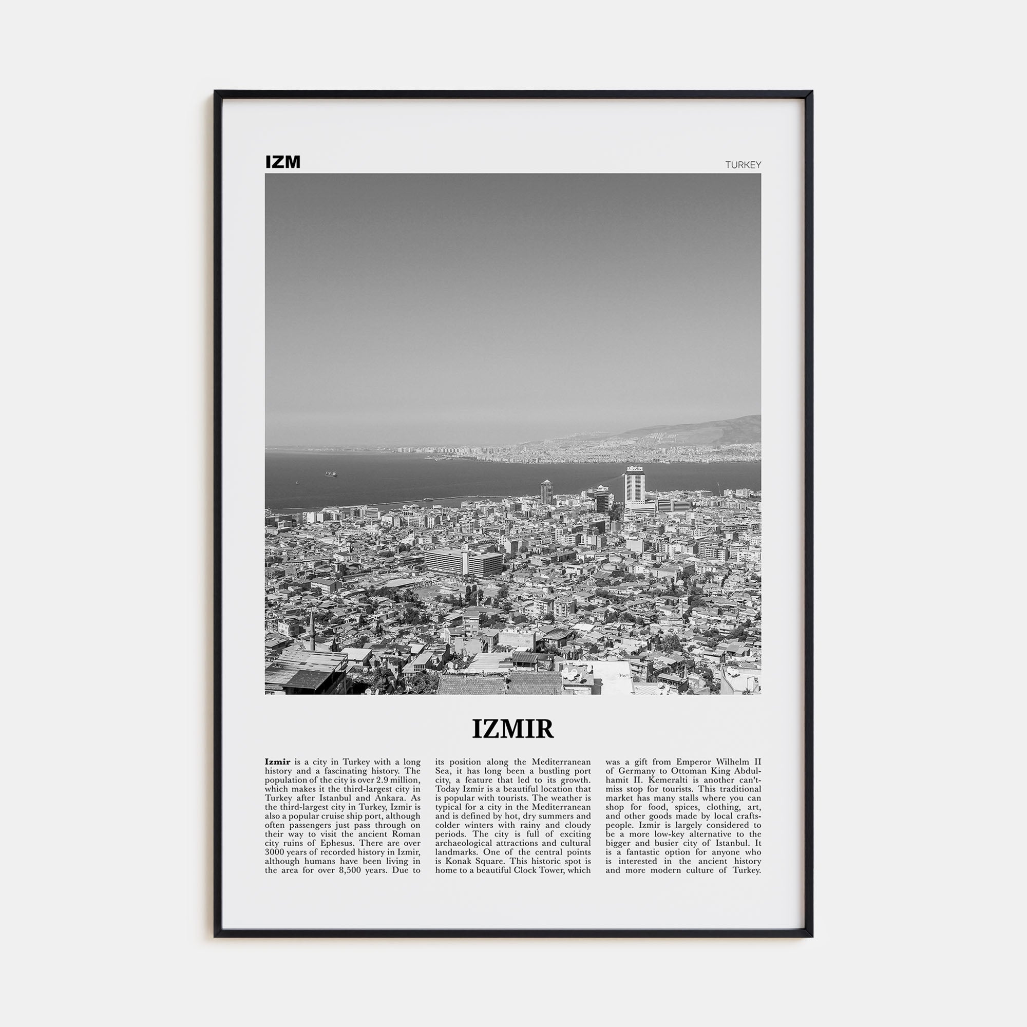 Izmir Travel B&W Poster