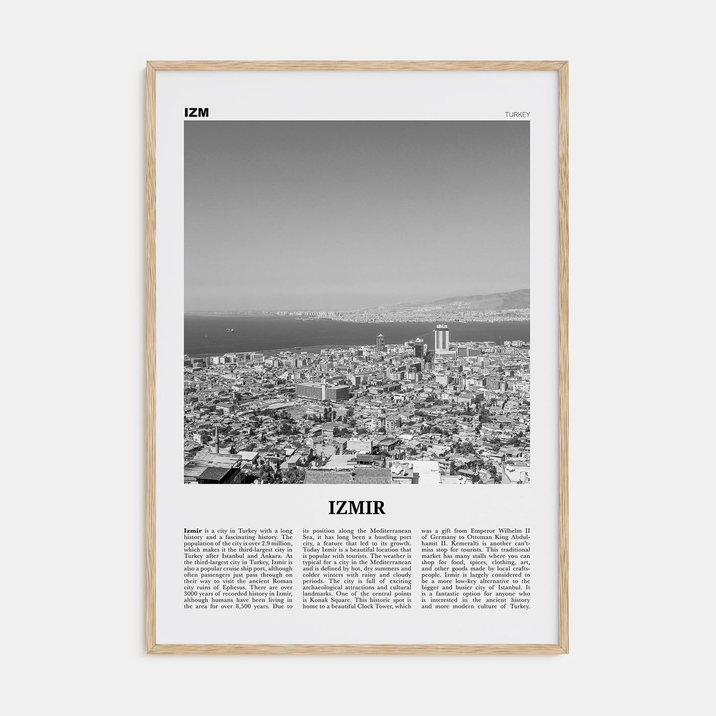 Izmir Travel B&W Poster