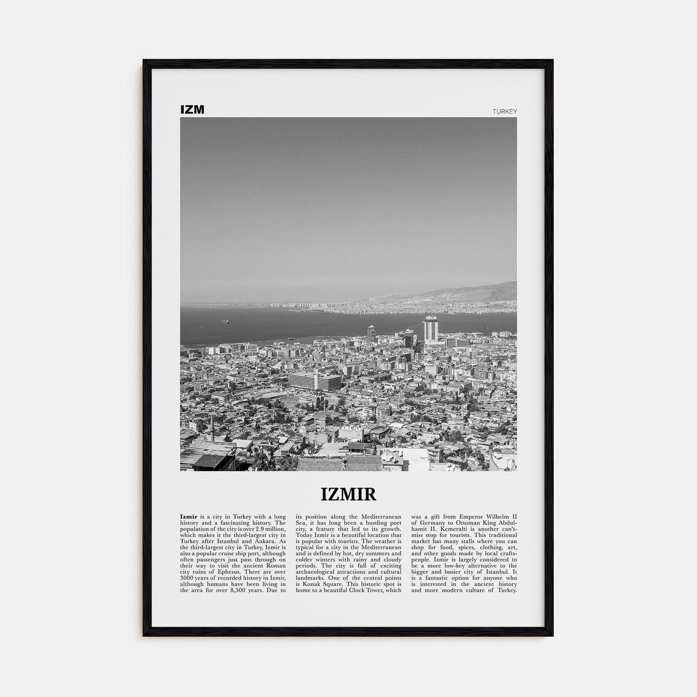 Izmir Travel B&W Poster