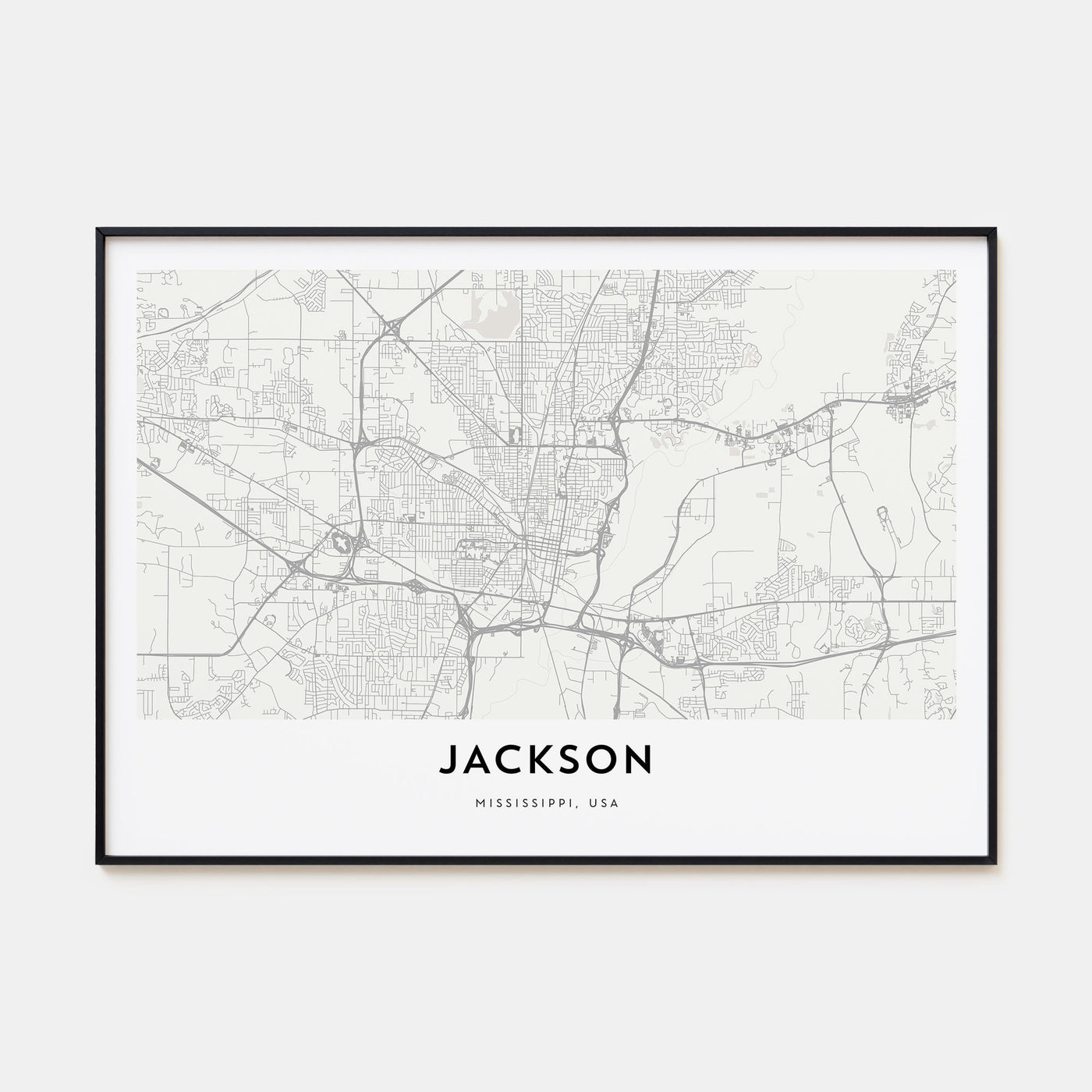 Jackson, Mississippi Map Landscape Poster
