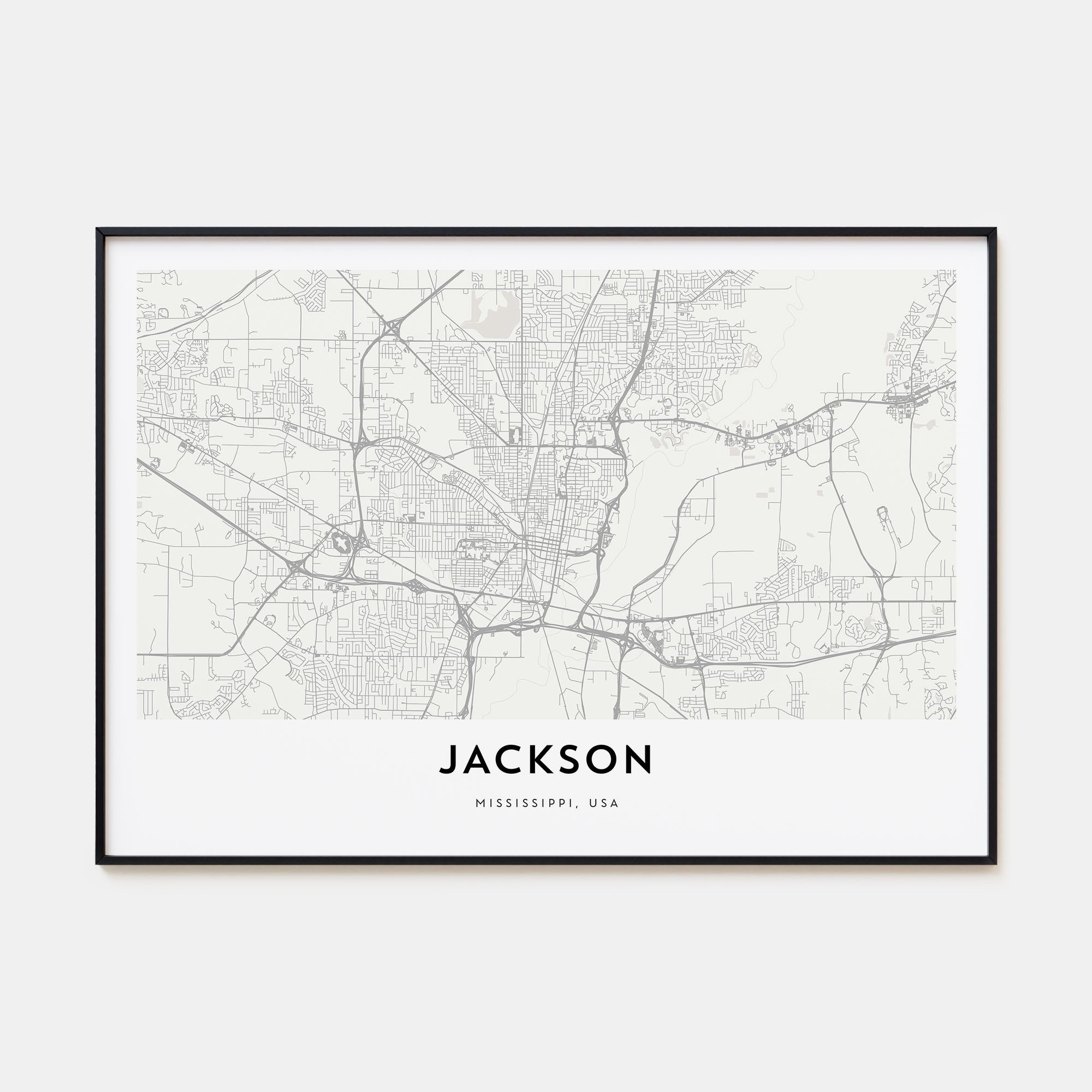 Jackson, Mississippi Map Landscape Poster