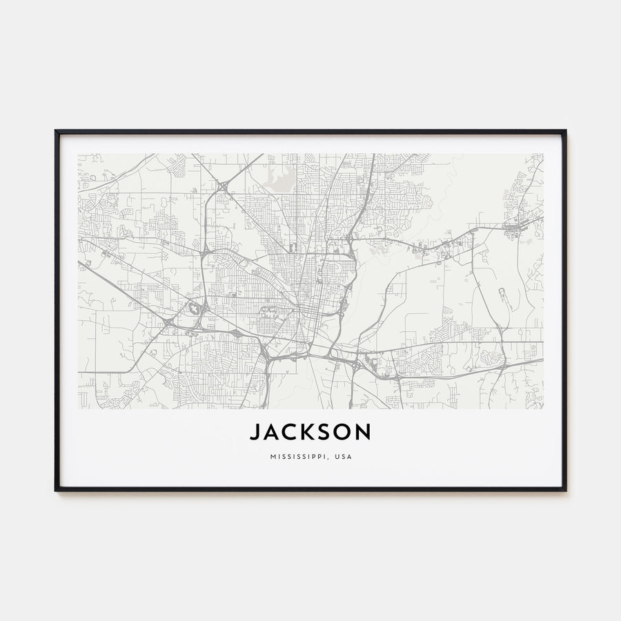 Jackson, Mississippi Map Landscape Poster