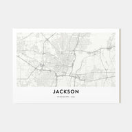 Jackson, Mississippi Map Landscape Poster