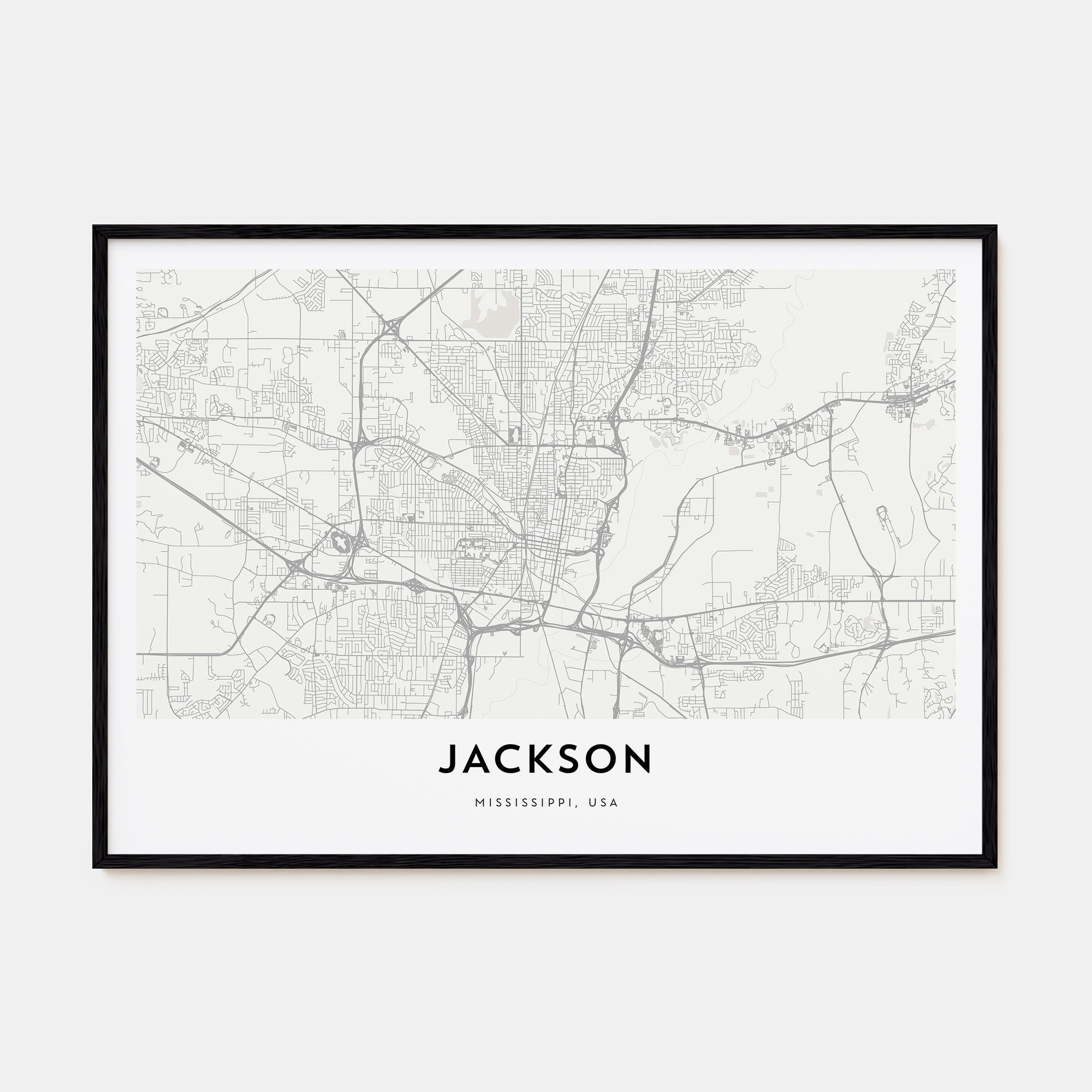 Jackson, Mississippi Map Landscape Poster