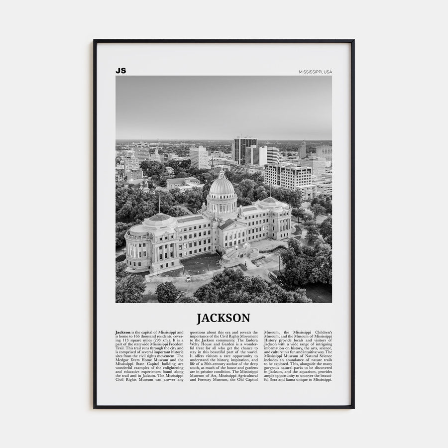 Jackson, Mississippi Travel B&W No 1 Poster