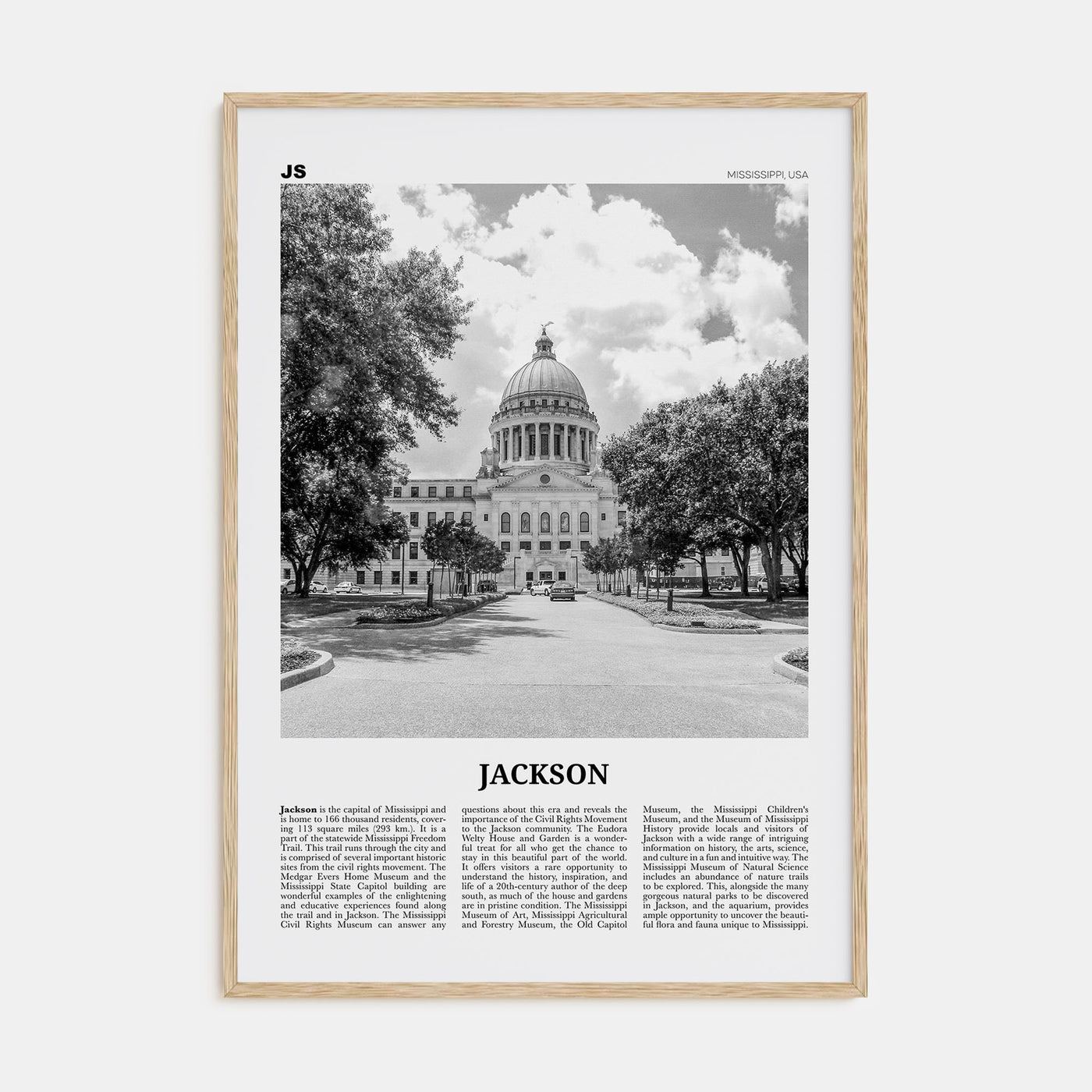 Jackson, Mississippi Travel B&W No 2 Poster
