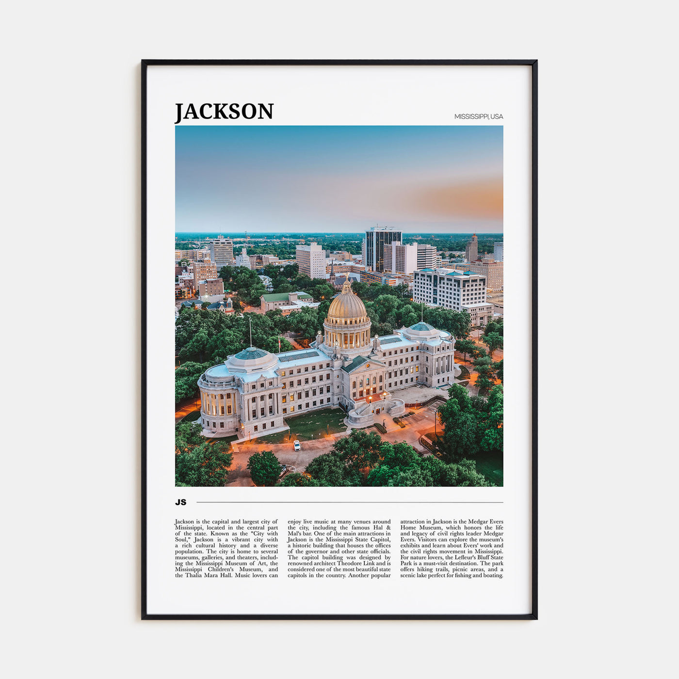 Jackson, Mississippi Travel Color Poster