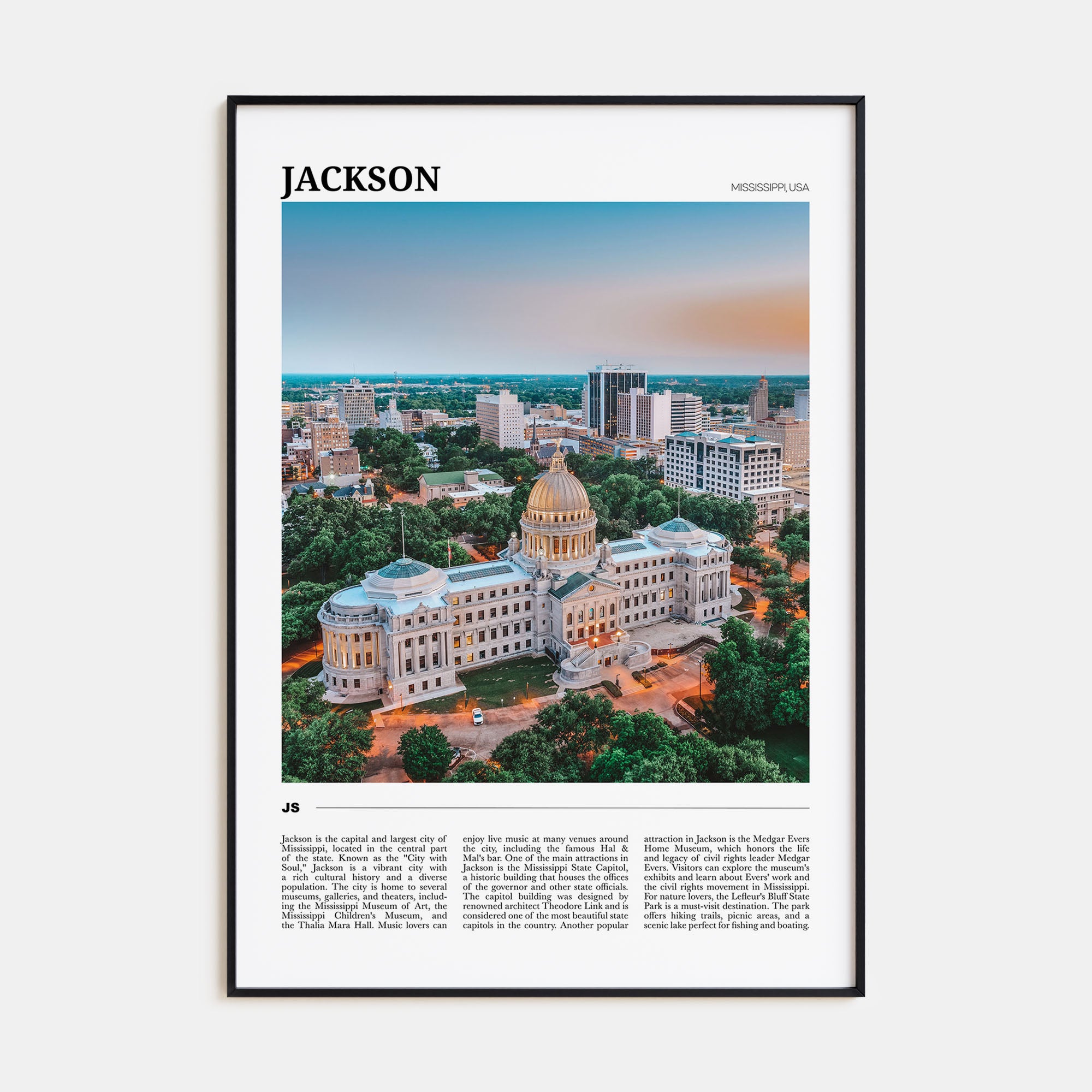 Jackson, Mississippi Travel Color Poster