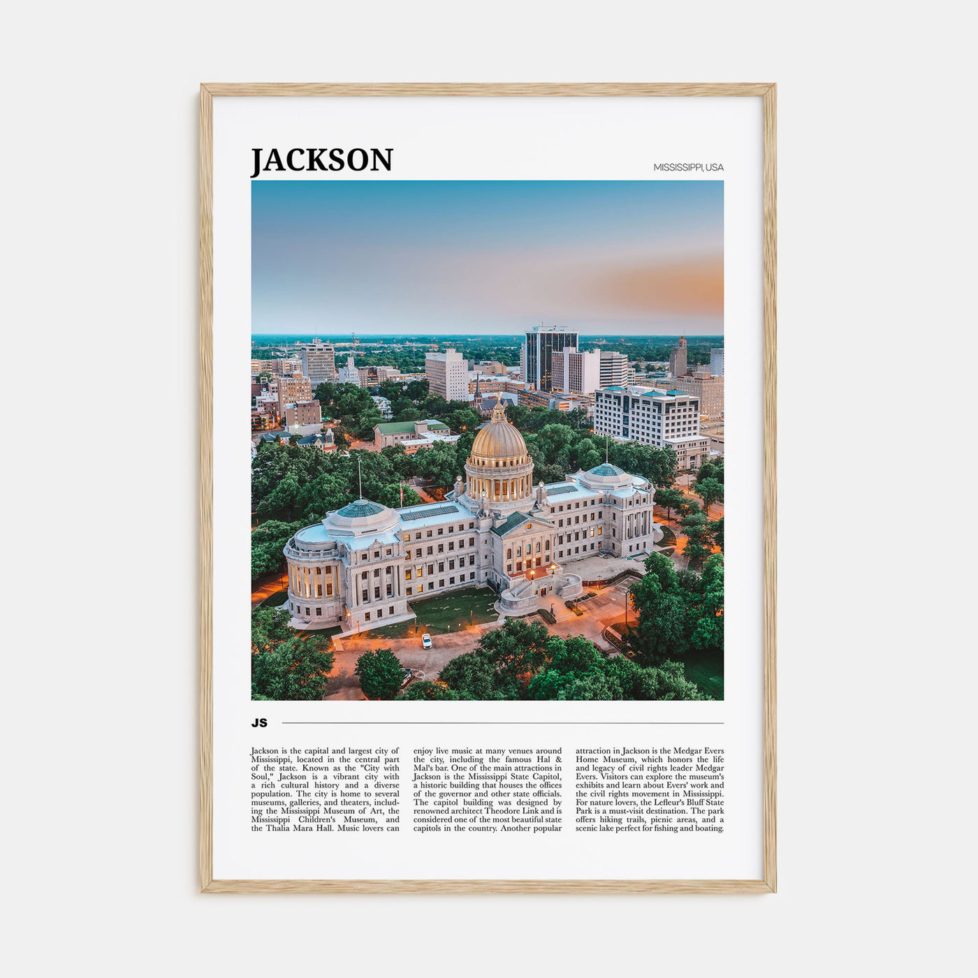 Jackson, Mississippi Travel Color Poster