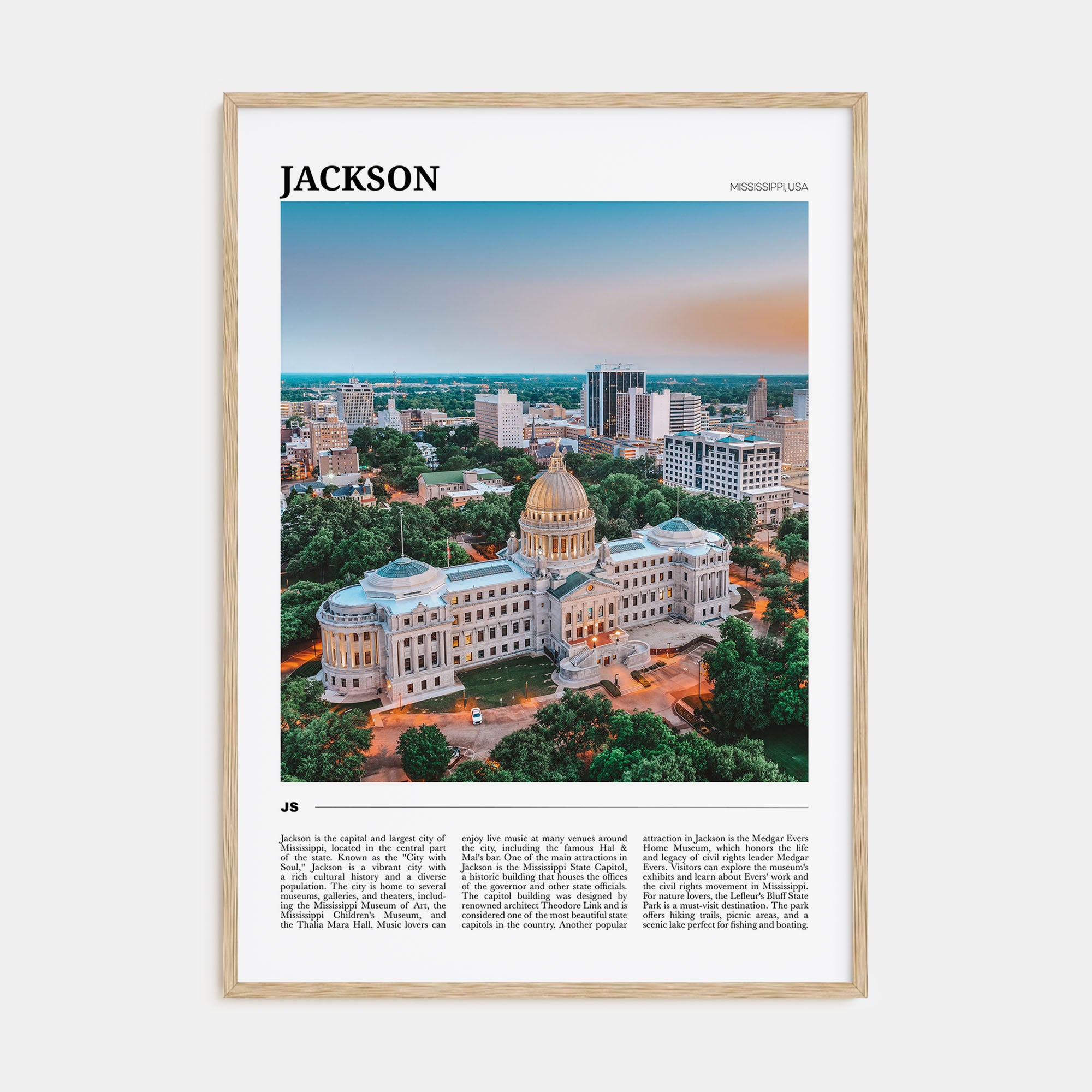 Jackson, Mississippi Travel Color Poster