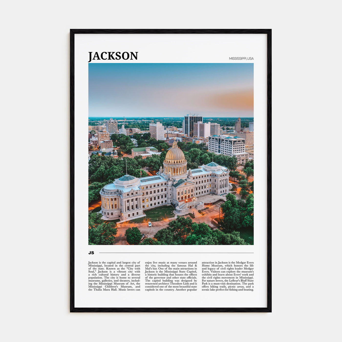 Jackson, Mississippi Travel Color Poster