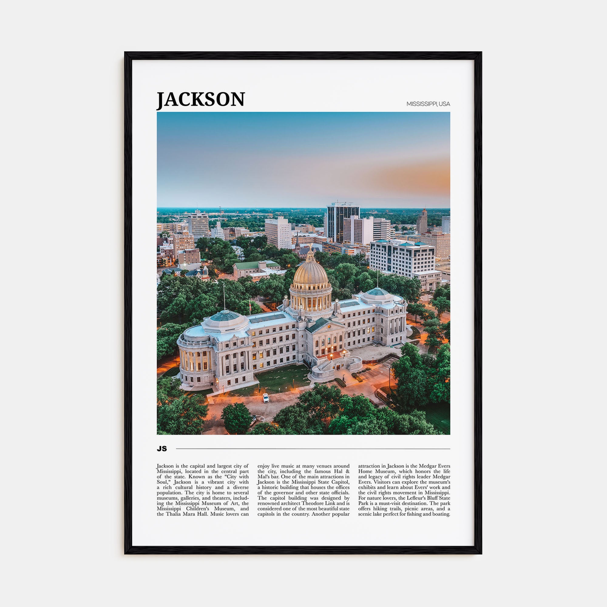 Jackson, Mississippi Travel Color Poster