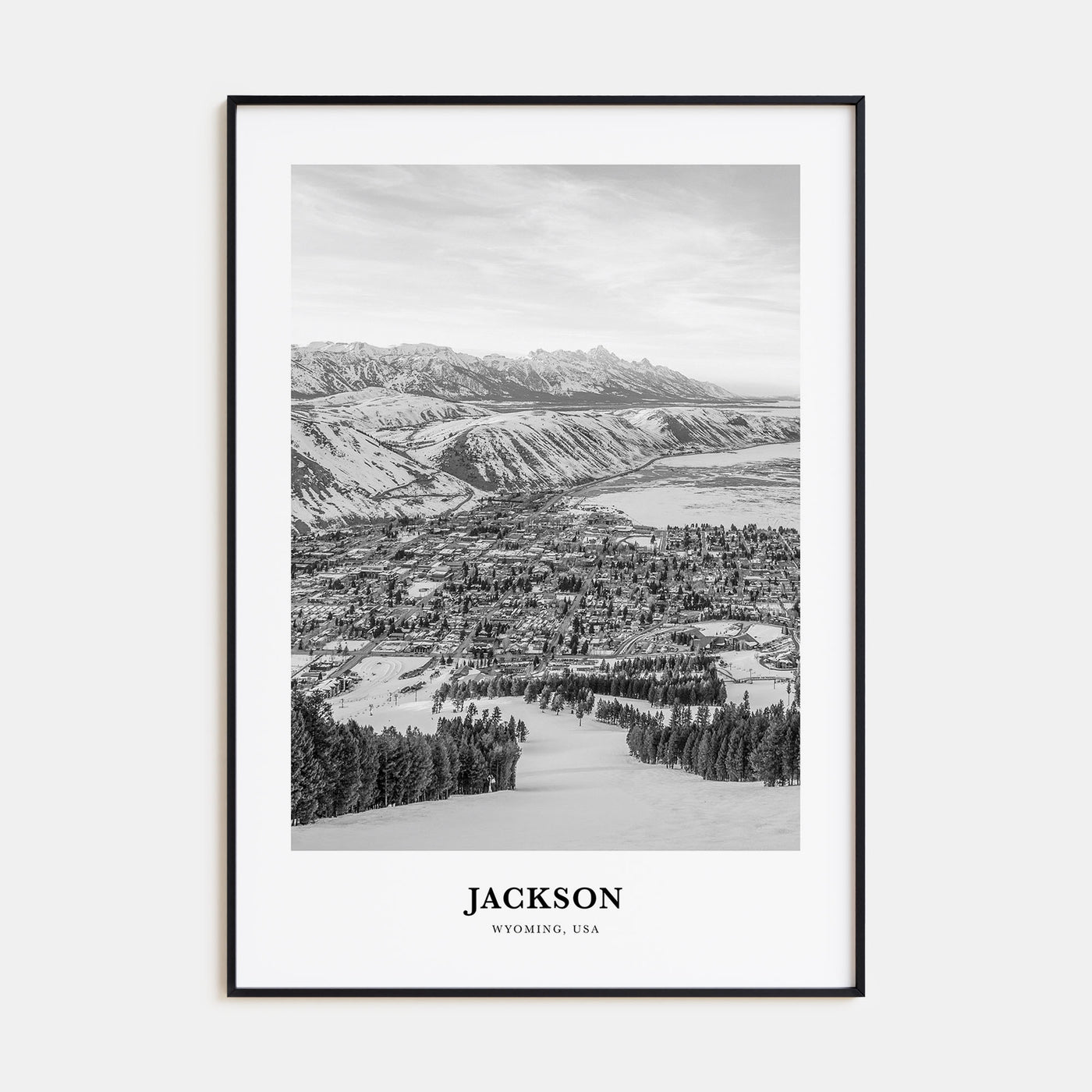 Jackson, Wyoming Portrait B&W Poster