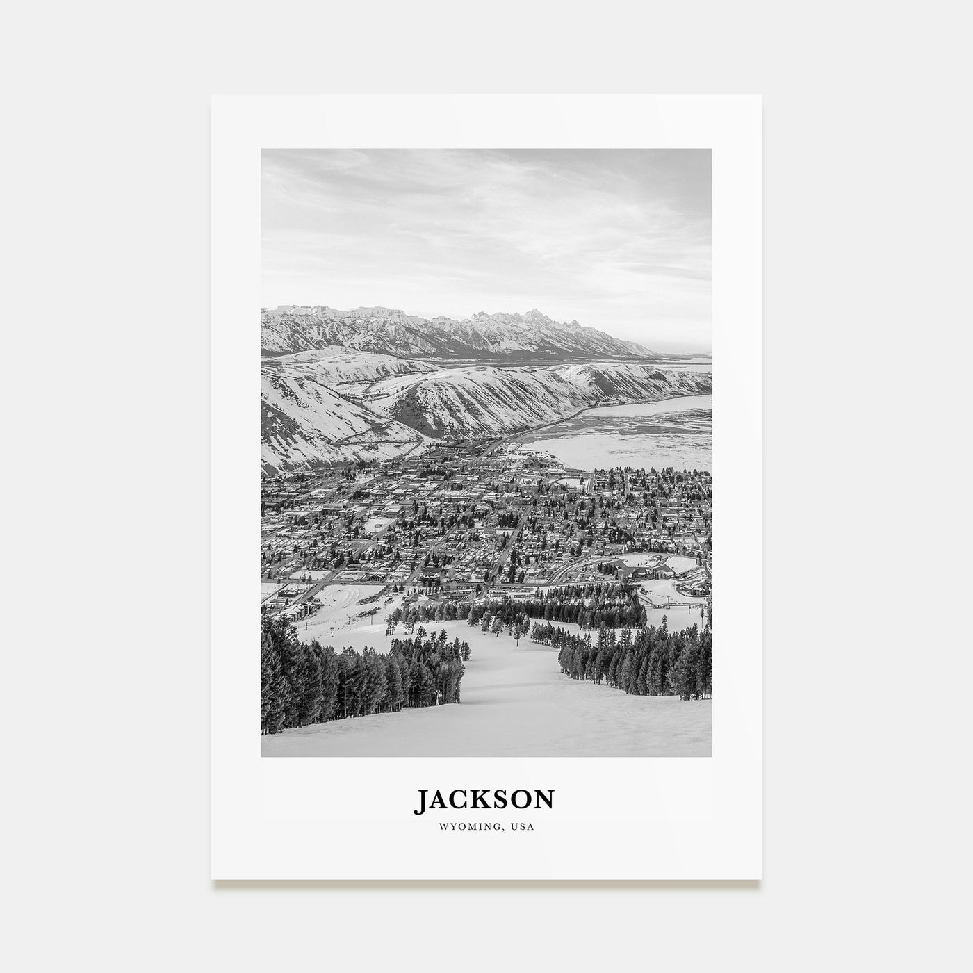 Jackson, Wyoming Portrait B&W Poster