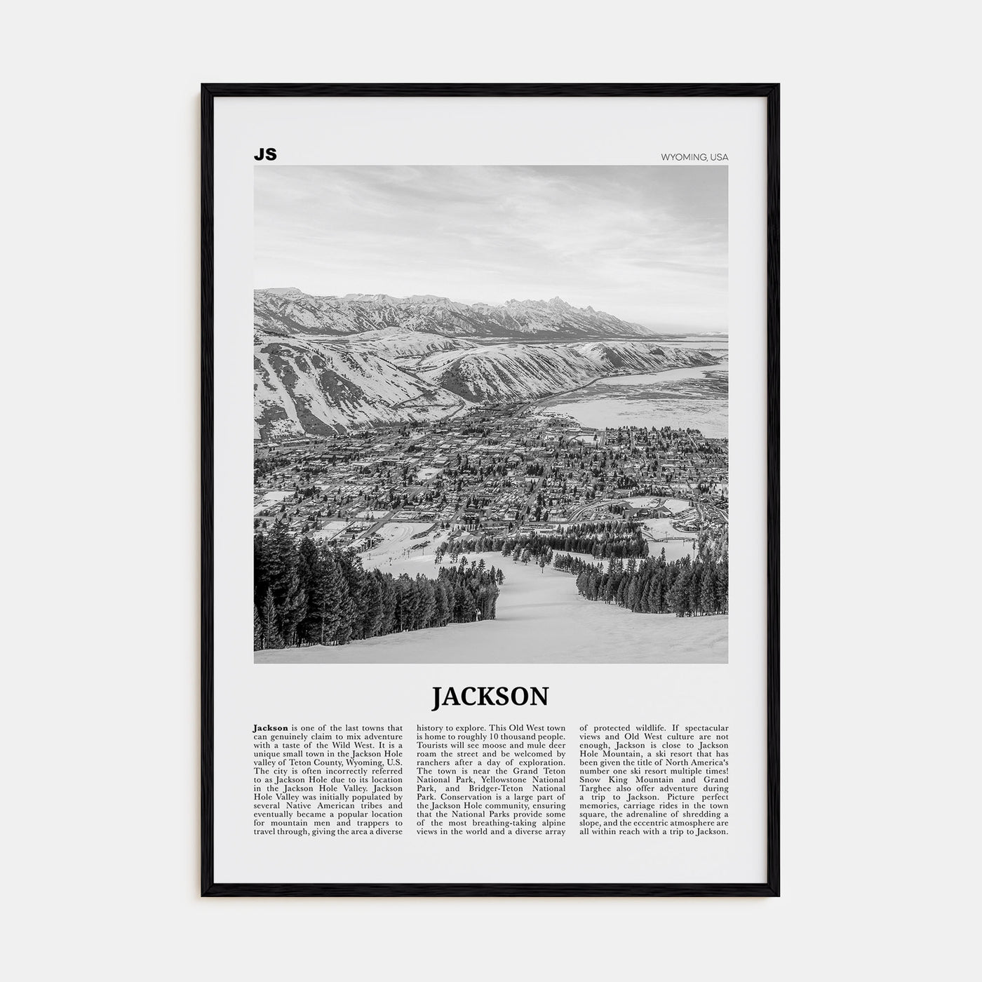 Jackson, Wyoming Travel B&W Poster
