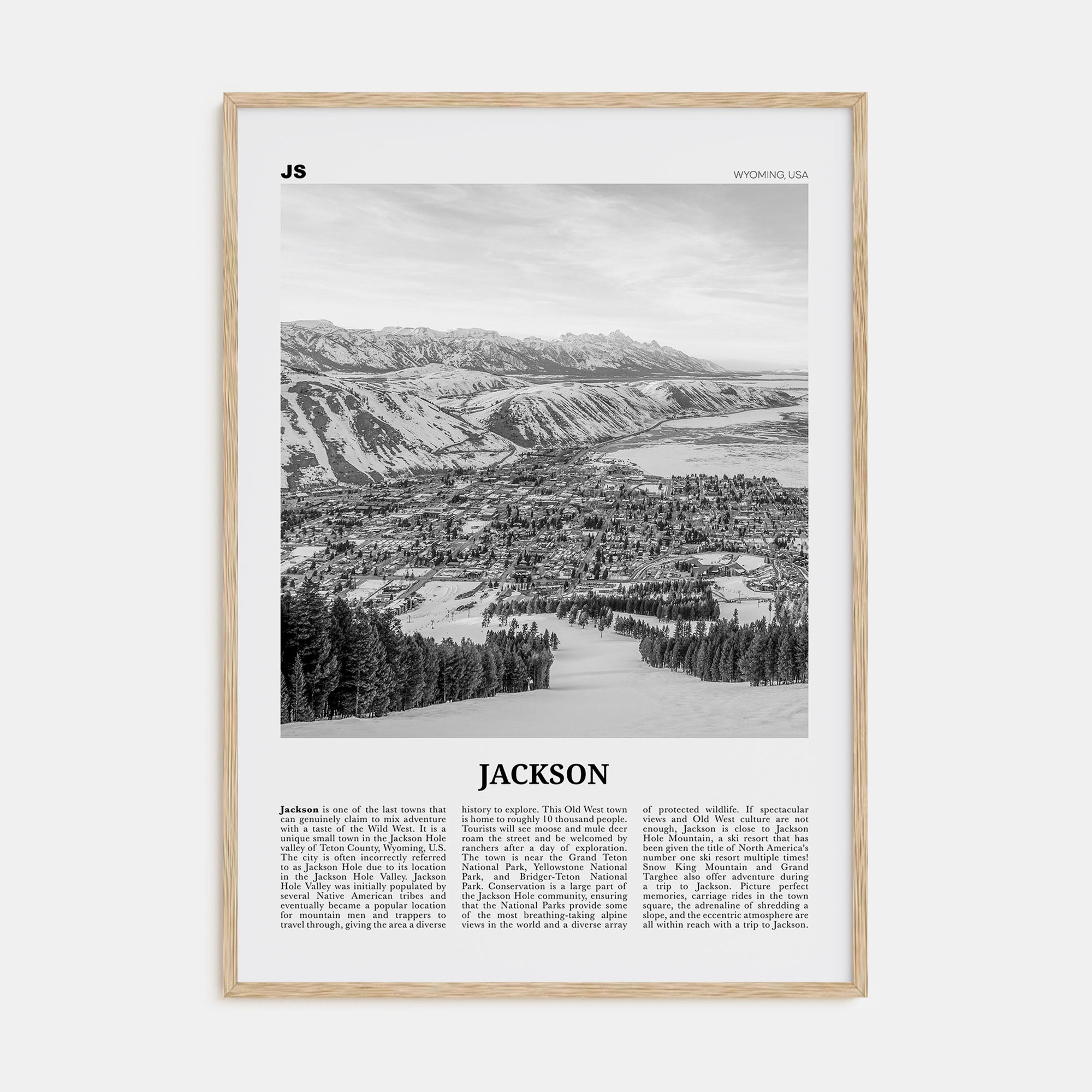Jackson, Wyoming Travel B&W Poster