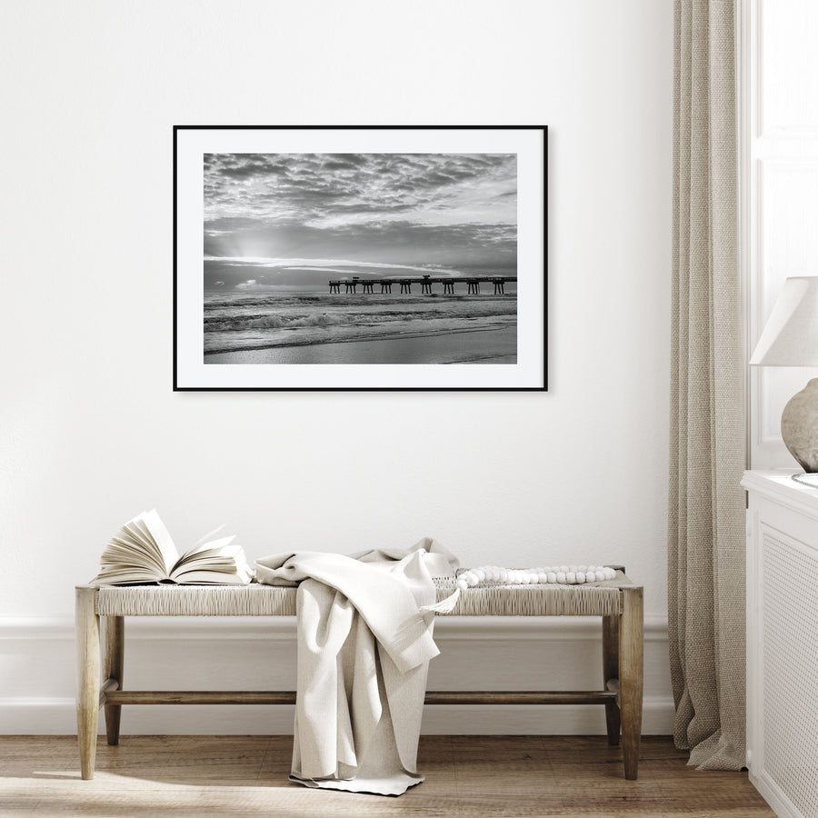 Jacksonville Beach Landscape B&W Poster