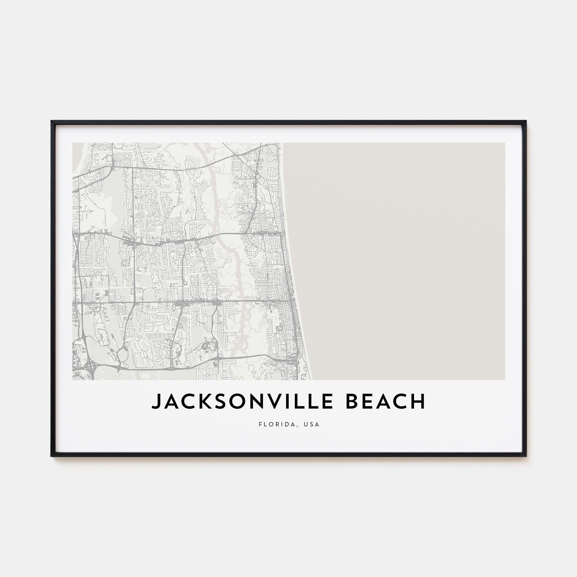 Jacksonville Beach Map Landscape Poster