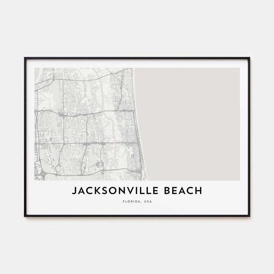 Jacksonville Beach Map Landscape Poster