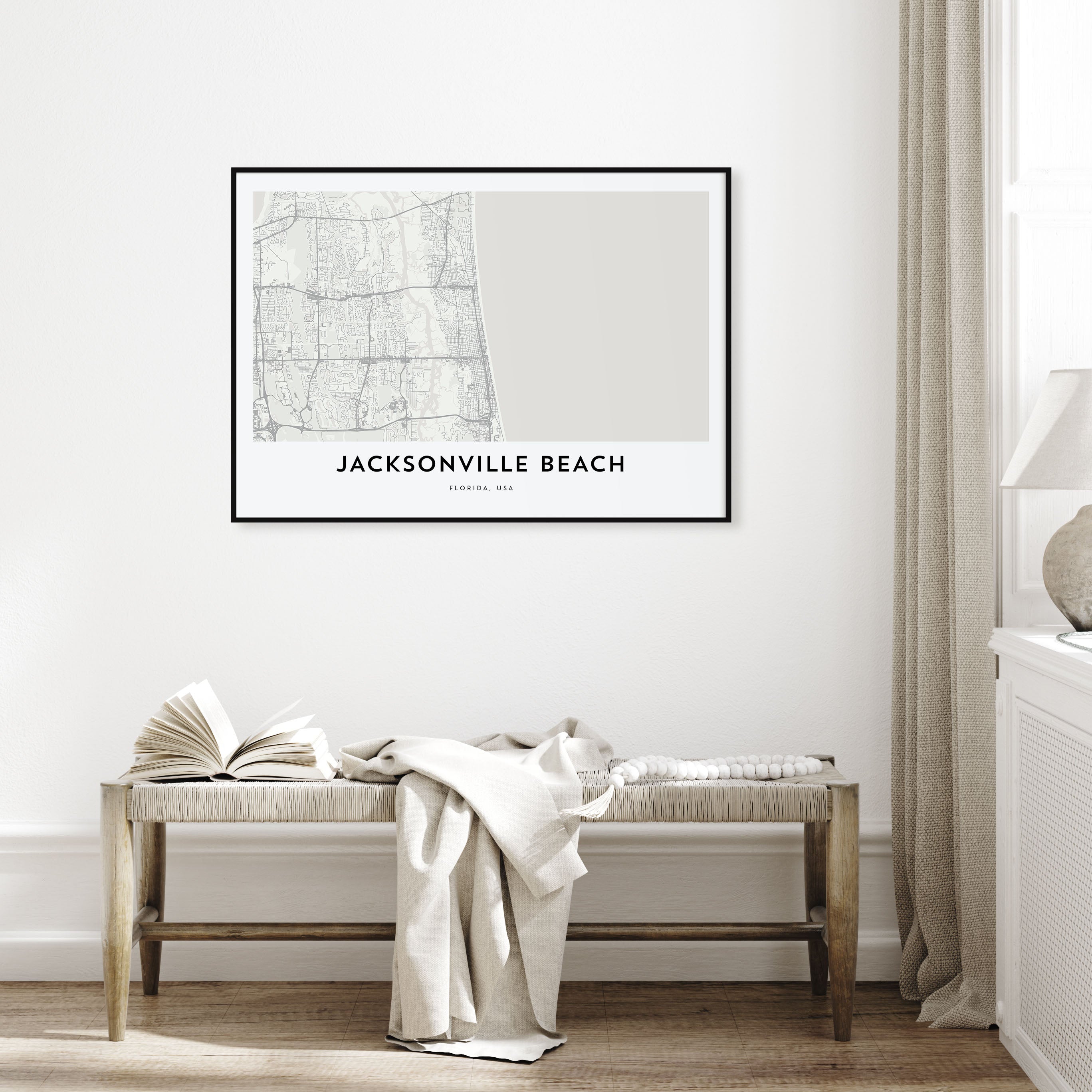 Jacksonville Beach Map Landscape Poster