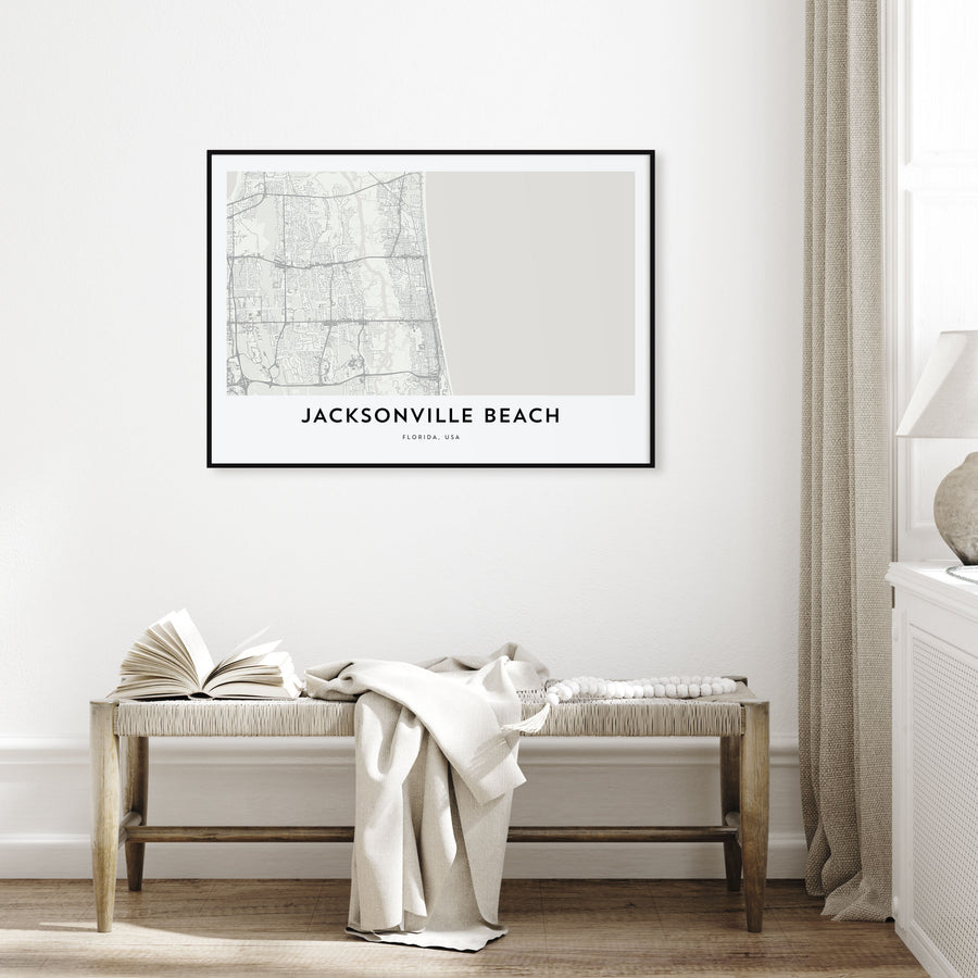 Jacksonville Beach Map Landscape Poster