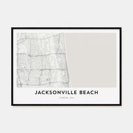 Jacksonville Beach Map Landscape Poster