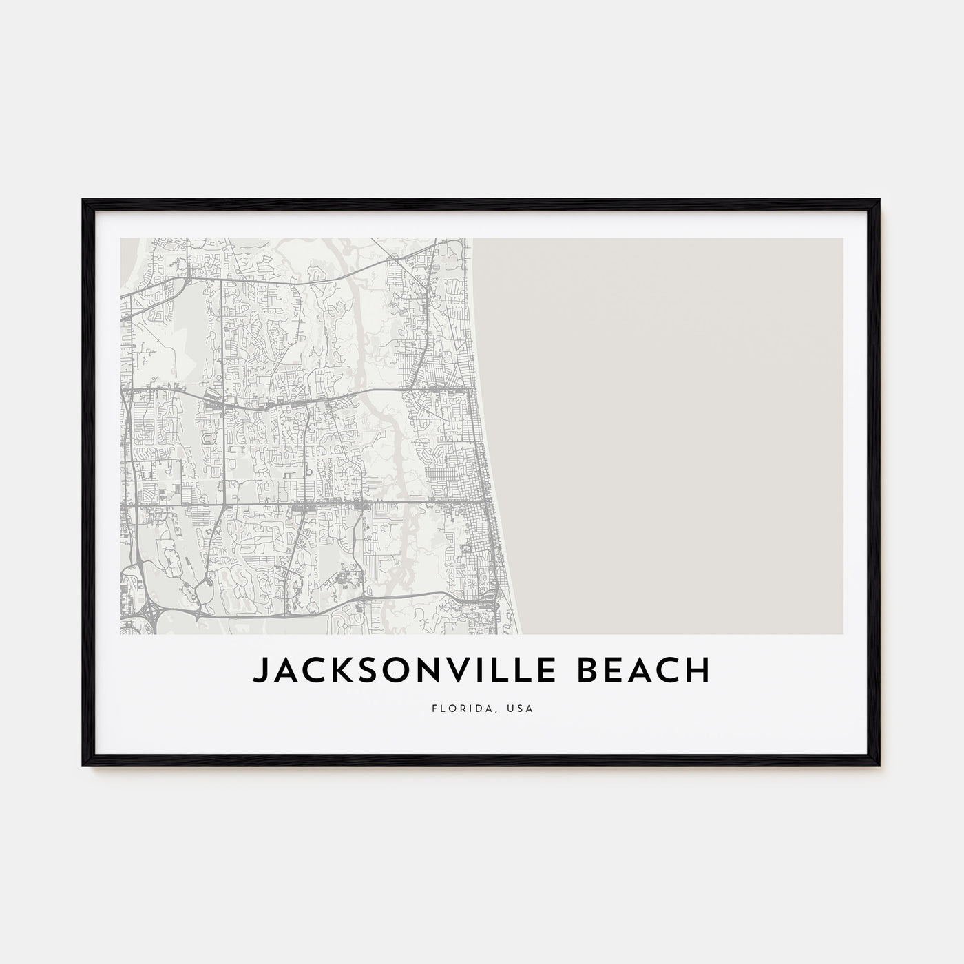 Jacksonville Beach Map Landscape Poster
