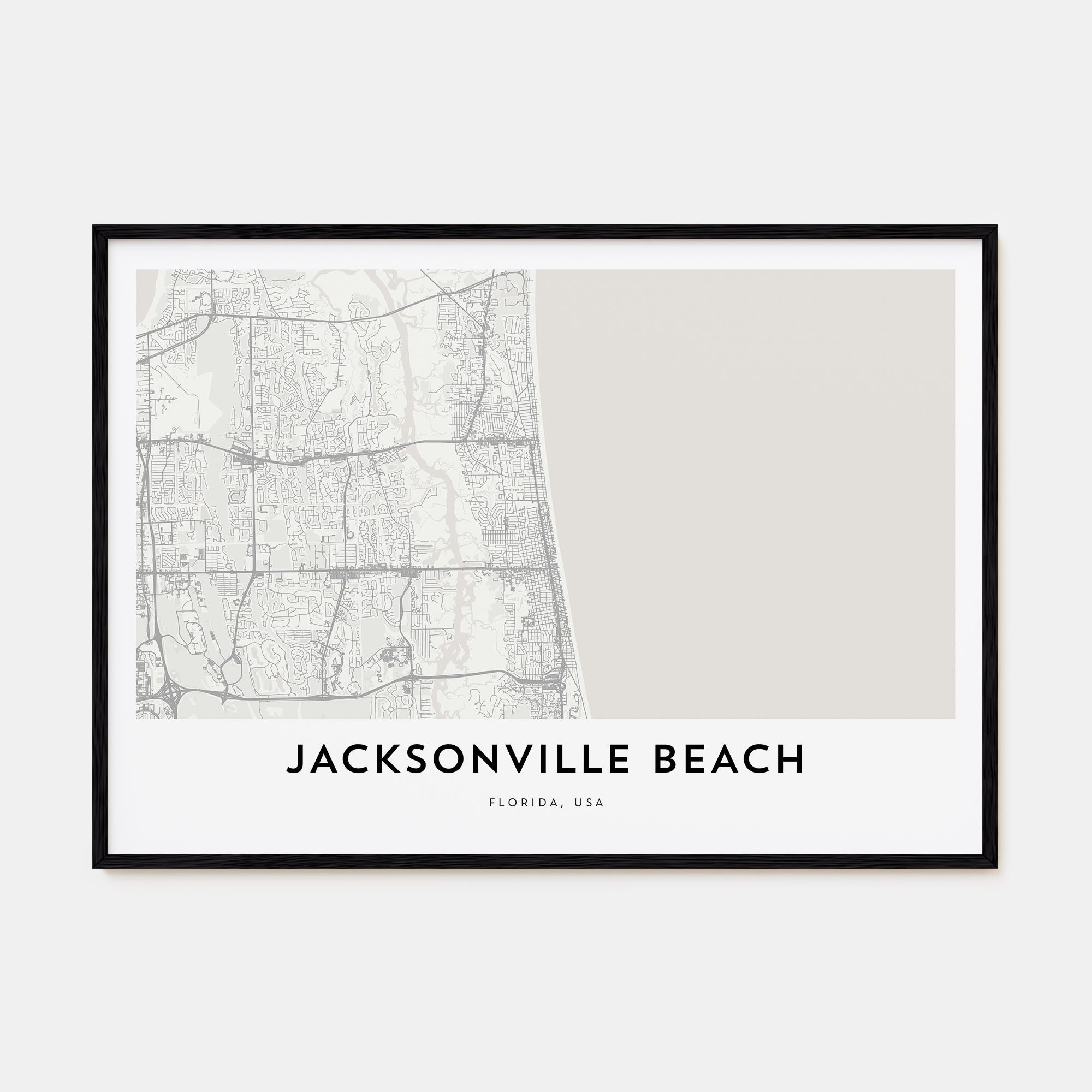Jacksonville Beach Map Landscape Poster