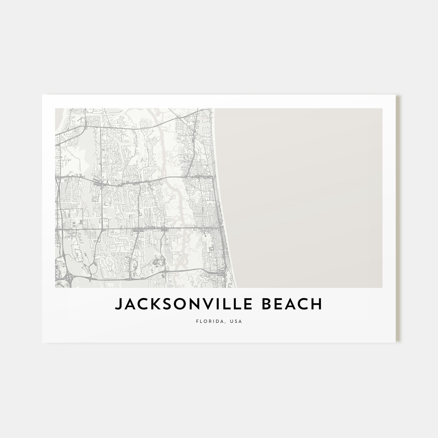 Jacksonville Beach Map Landscape Poster