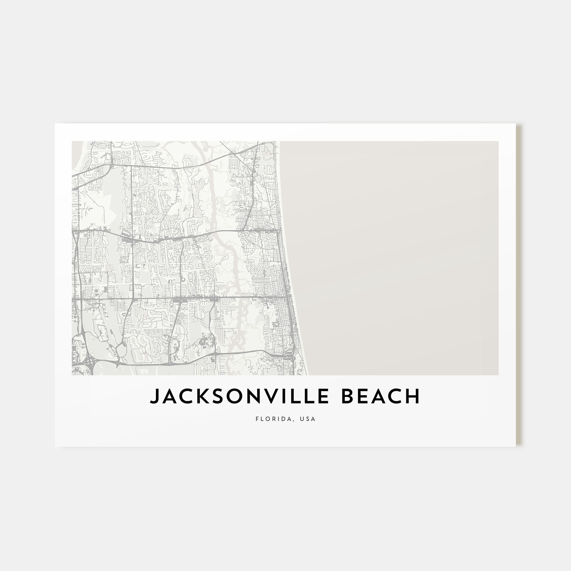 Jacksonville Beach Map Landscape Poster