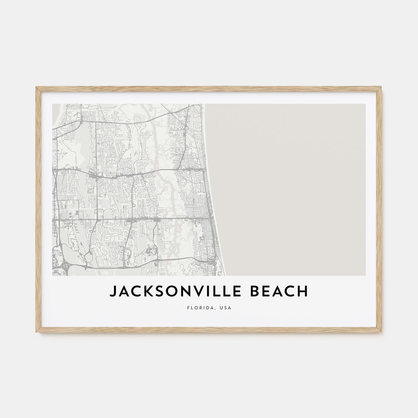 Jacksonville Beach Map Landscape Poster