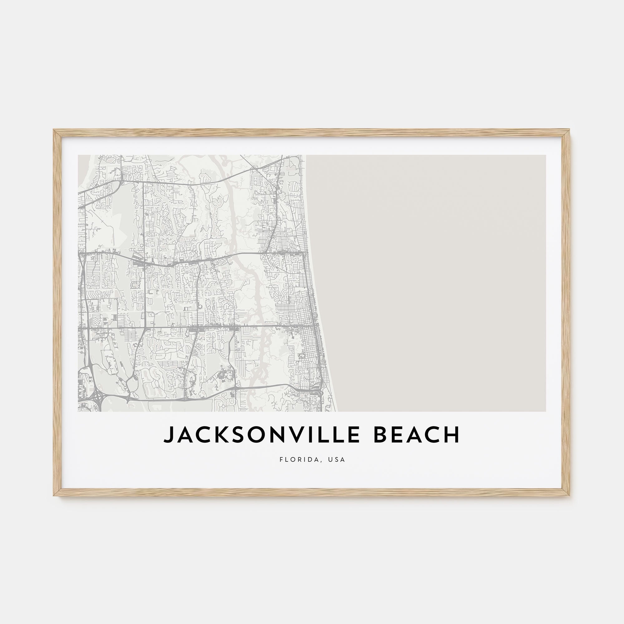 Jacksonville Beach Map Landscape Poster