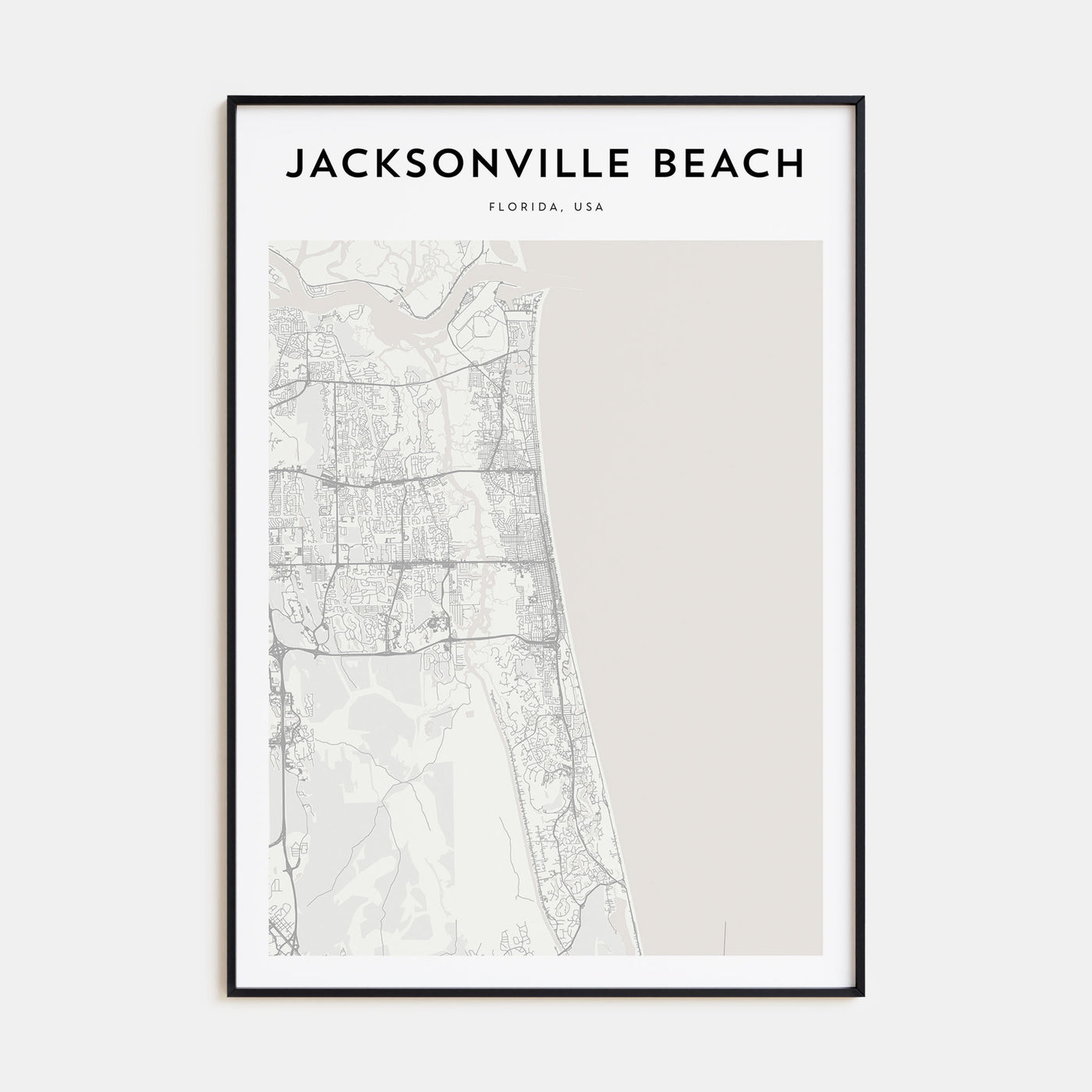 Jacksonville Beach Map Portrait Poster