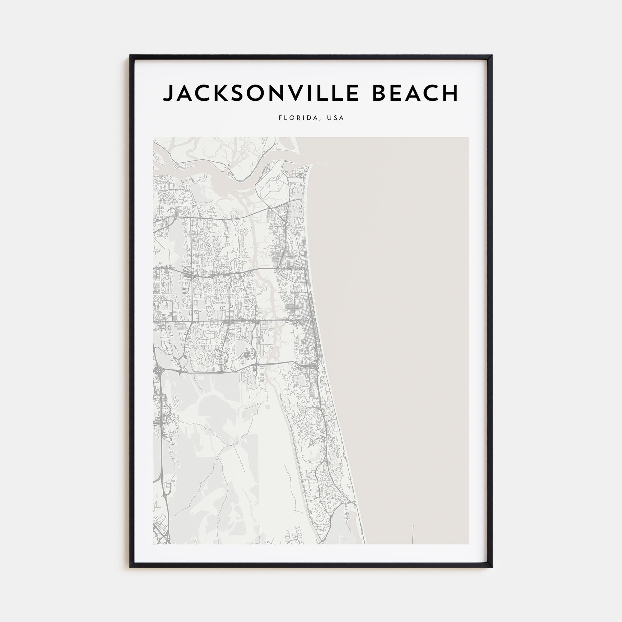 Jacksonville Beach Map Portrait Poster