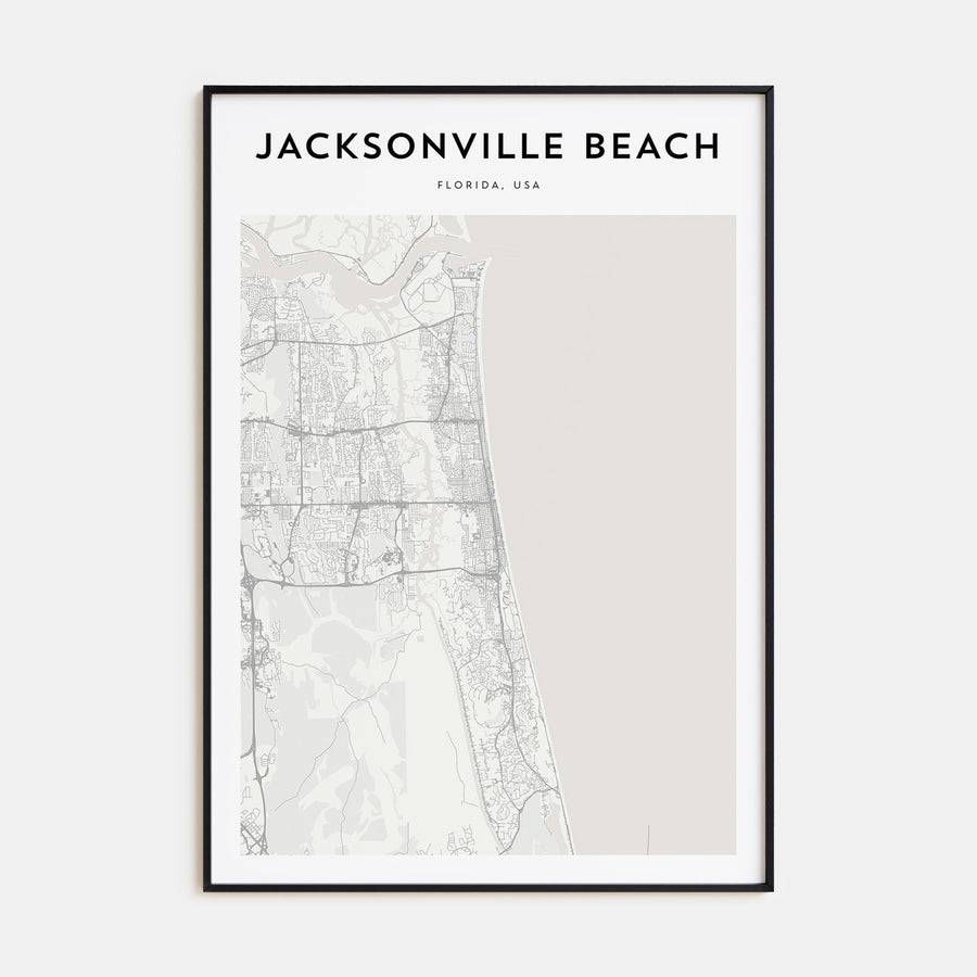 Jacksonville Beach Map Portrait Poster