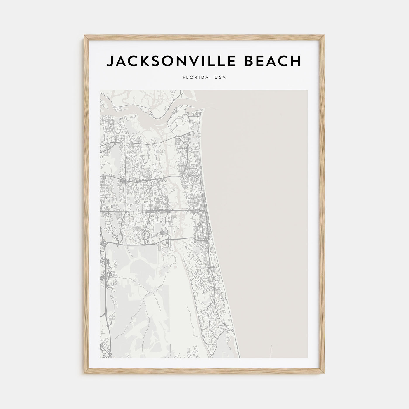 Jacksonville Beach Map Portrait Poster