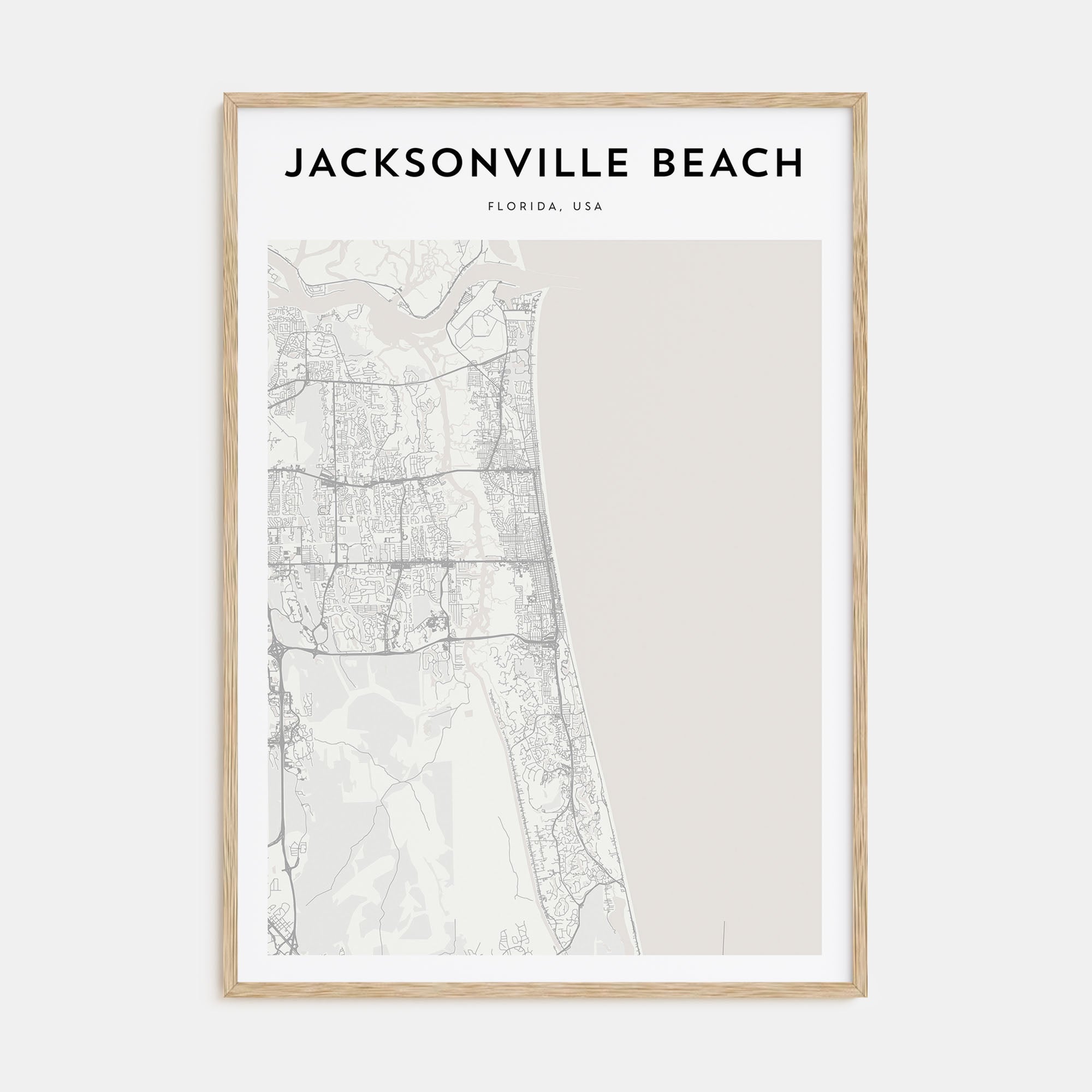 Jacksonville Beach Map Portrait Poster