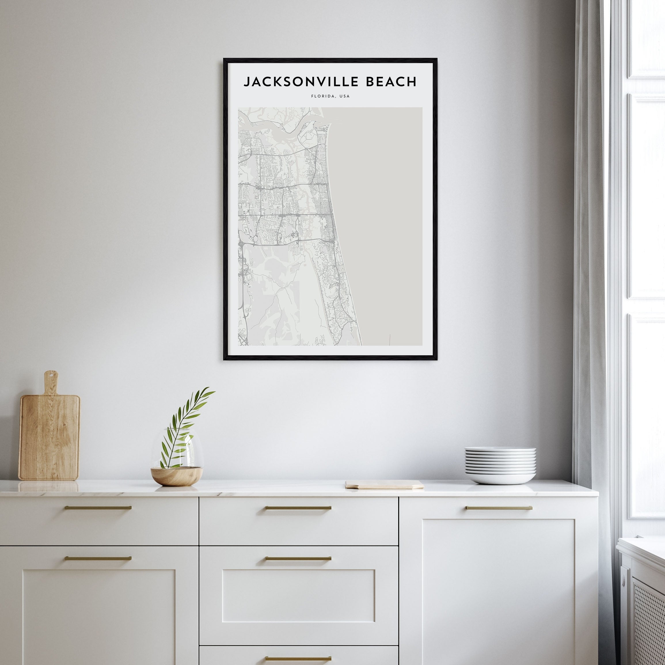 Jacksonville Beach Map Portrait Poster