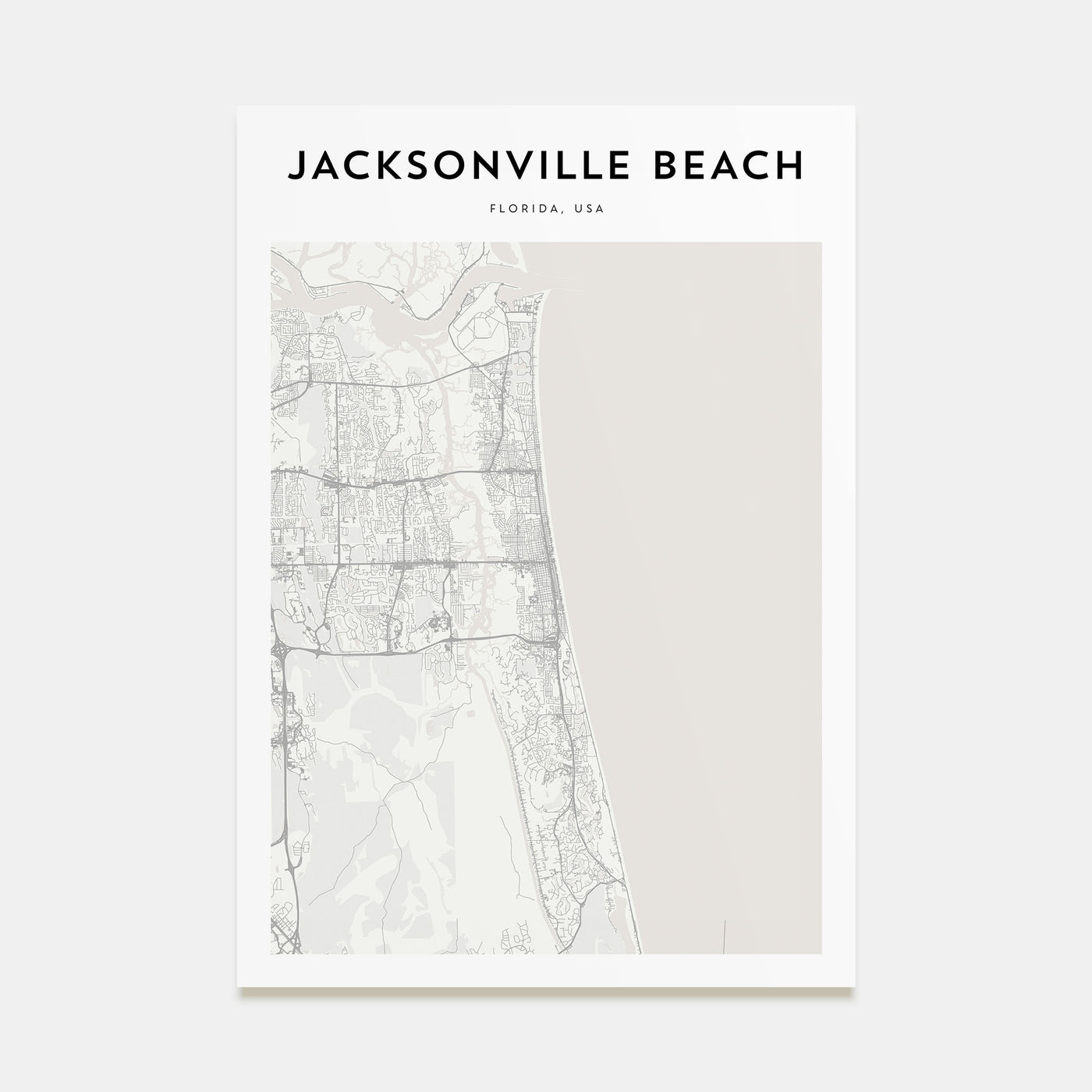Jacksonville Beach Map Portrait Poster