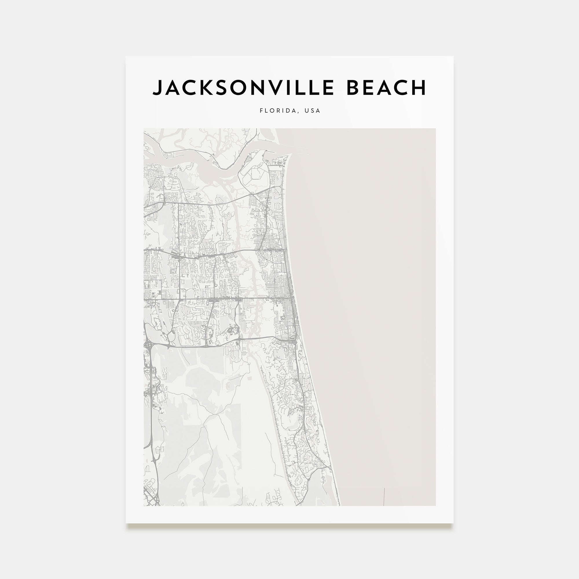 Jacksonville Beach Map Portrait Poster