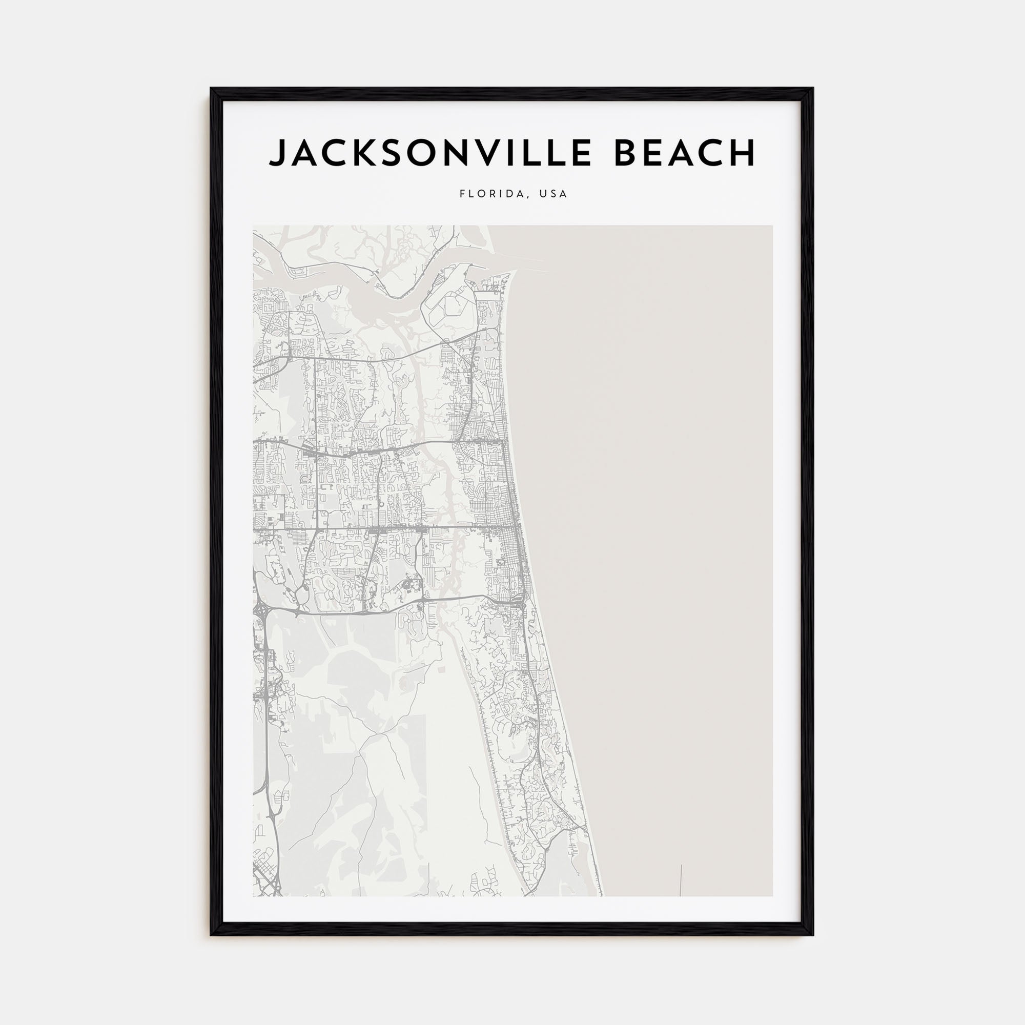 Jacksonville Beach Map Portrait Poster