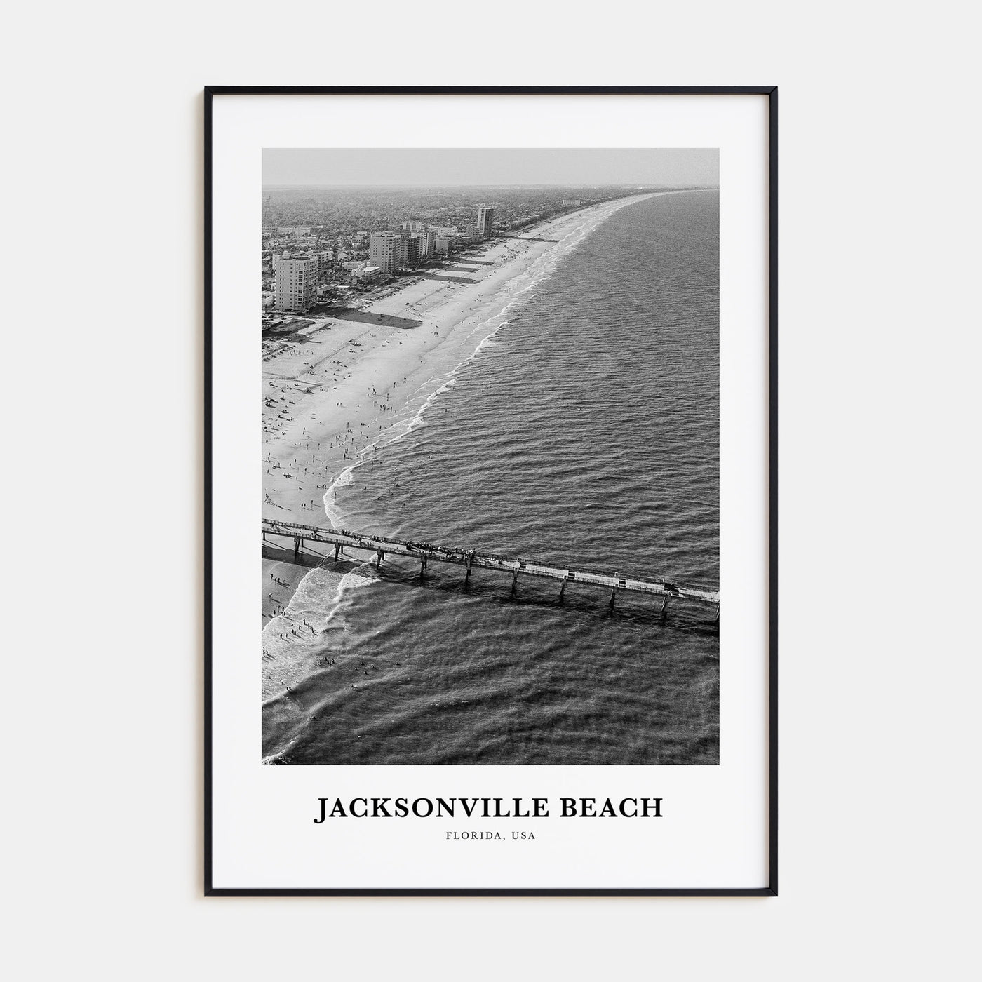 Jacksonville Beach Portrait B&W Poster
