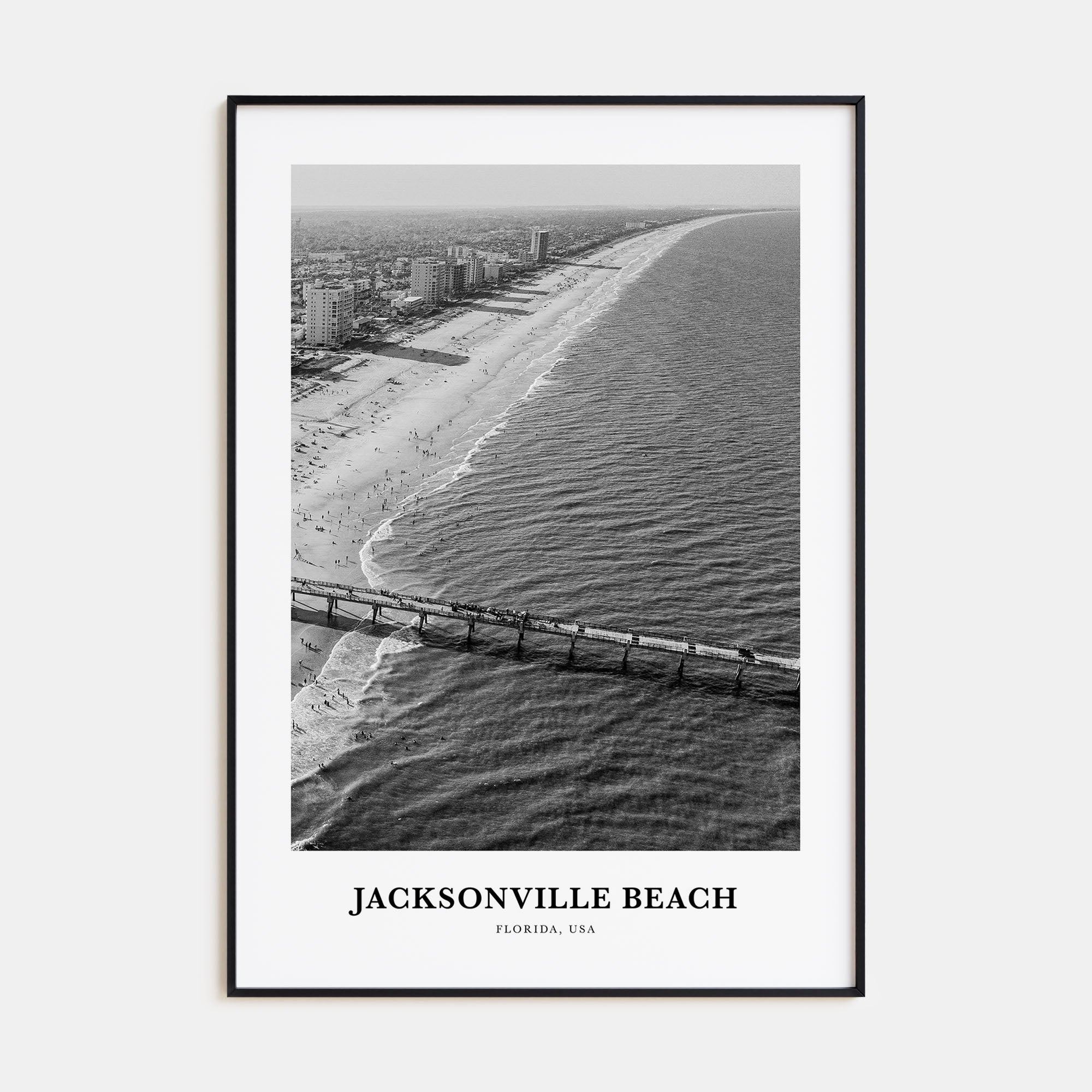 Jacksonville Beach Portrait B&W Poster