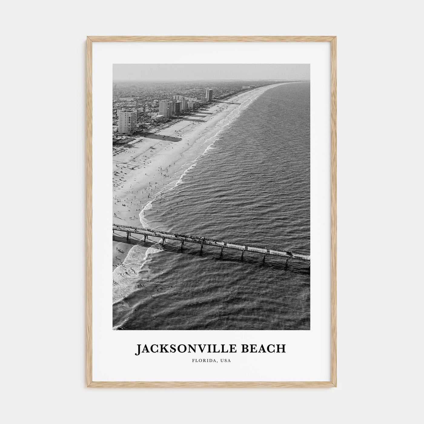 Jacksonville Beach Portrait B&W Poster