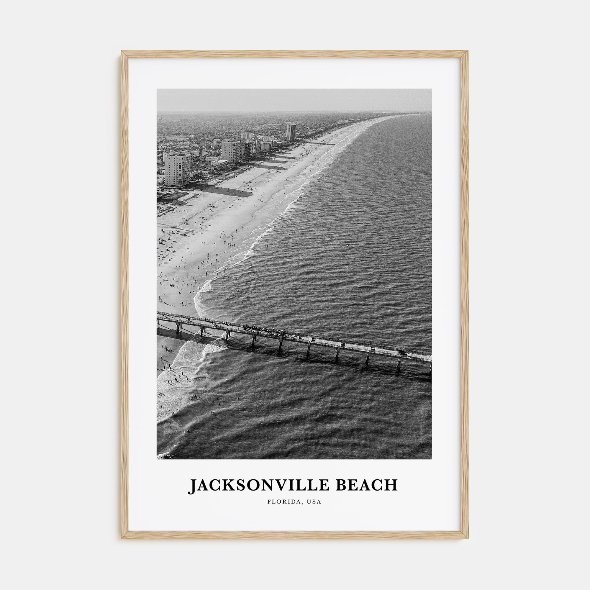 Jacksonville Beach Portrait B&W Poster