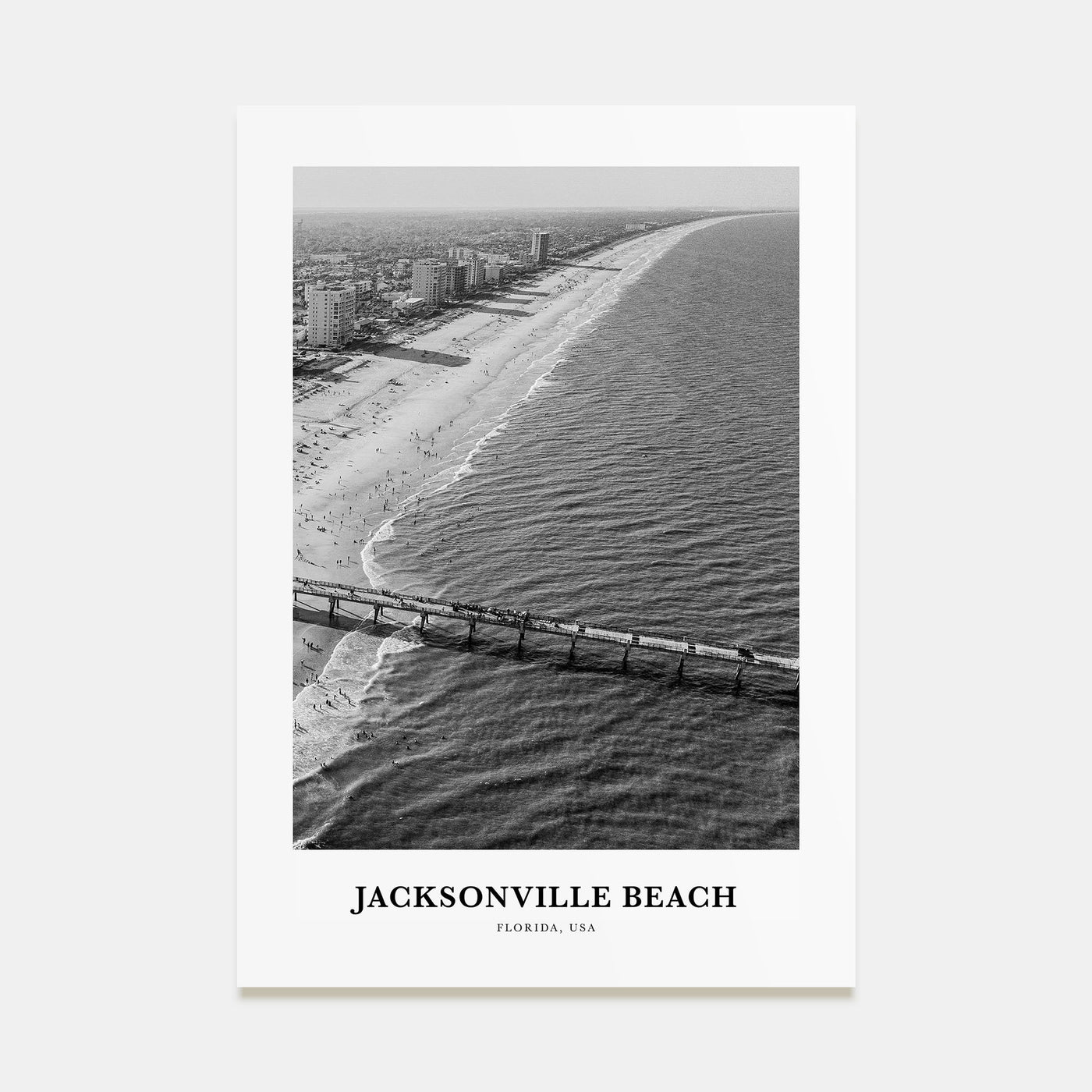 Jacksonville Beach Portrait B&W Poster