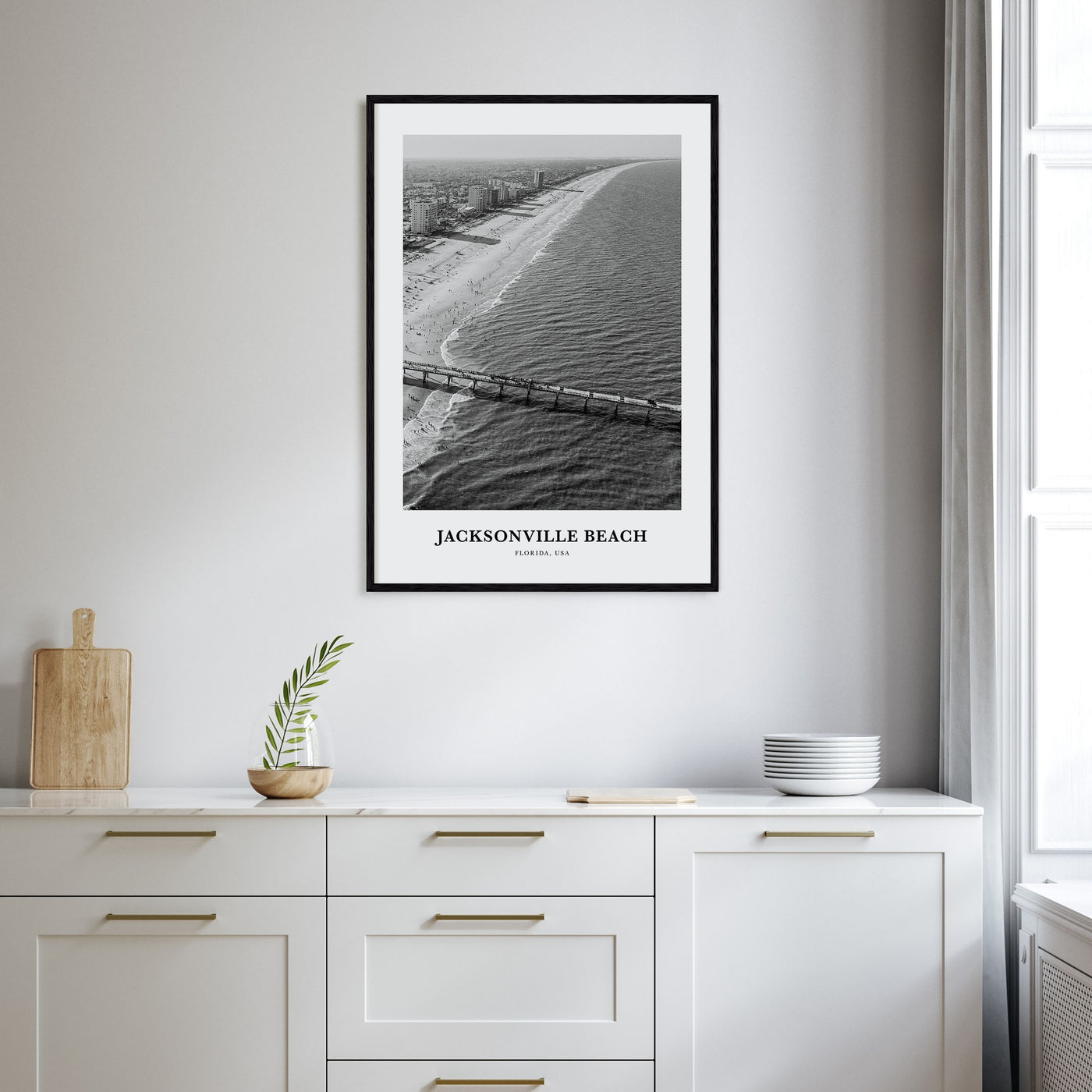 Jacksonville Beach Portrait B&W Poster