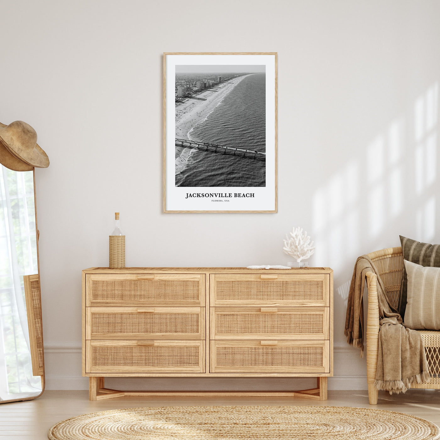 Jacksonville Beach Portrait B&W Poster